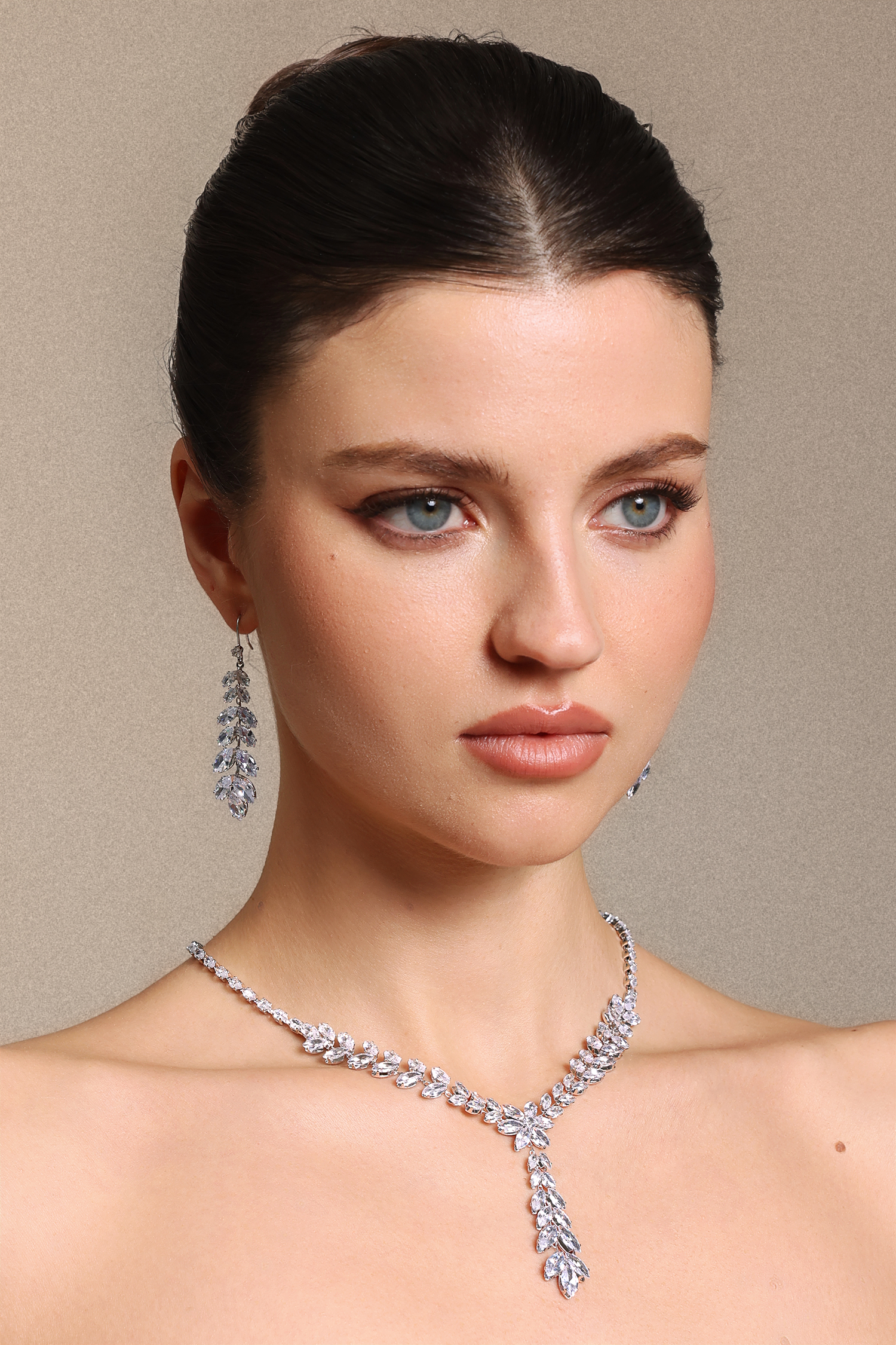 Elaba Diamond  Wheat Earrings And Necklace Set