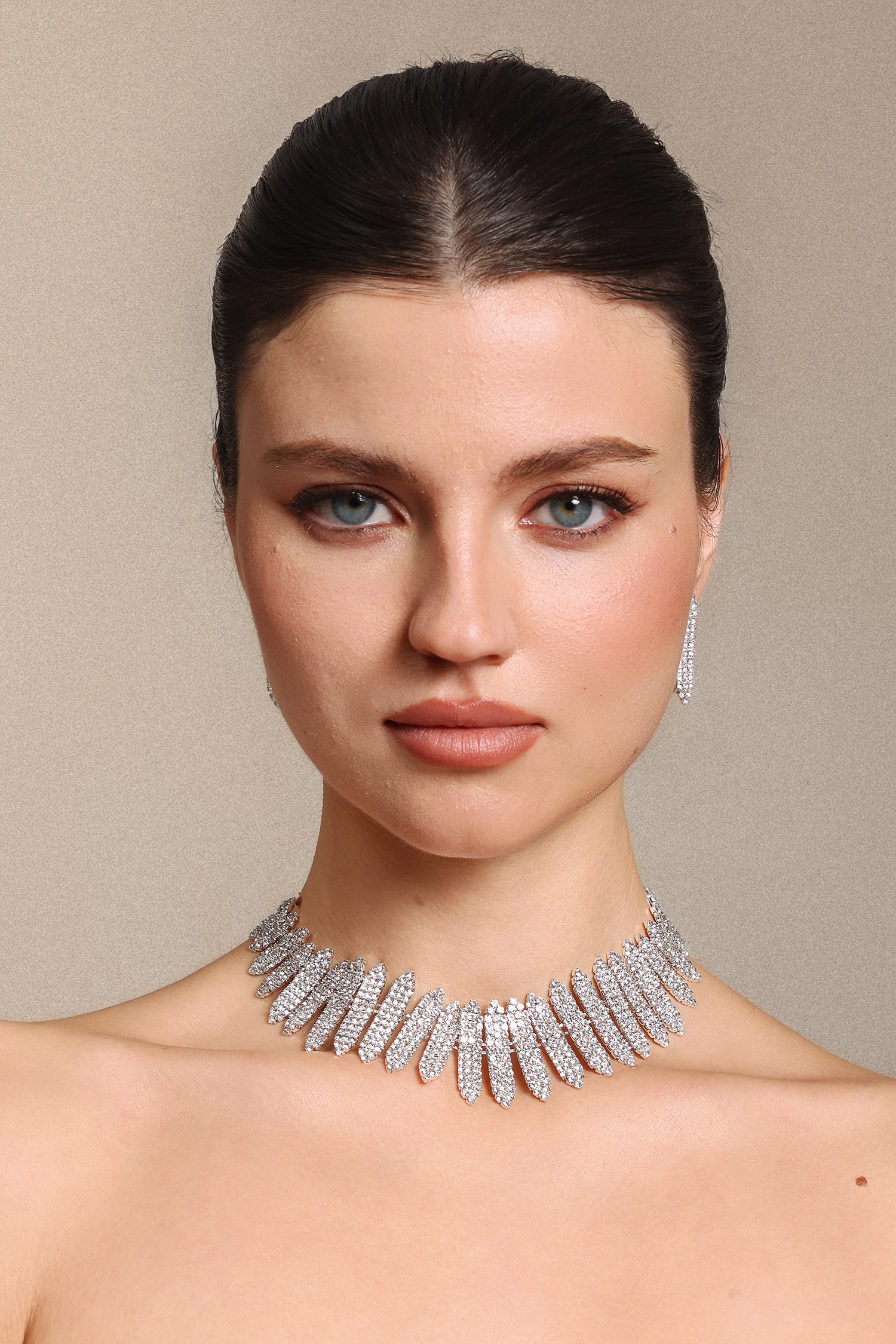 Stacey Diamond Geometry Earrings And Necklace Set