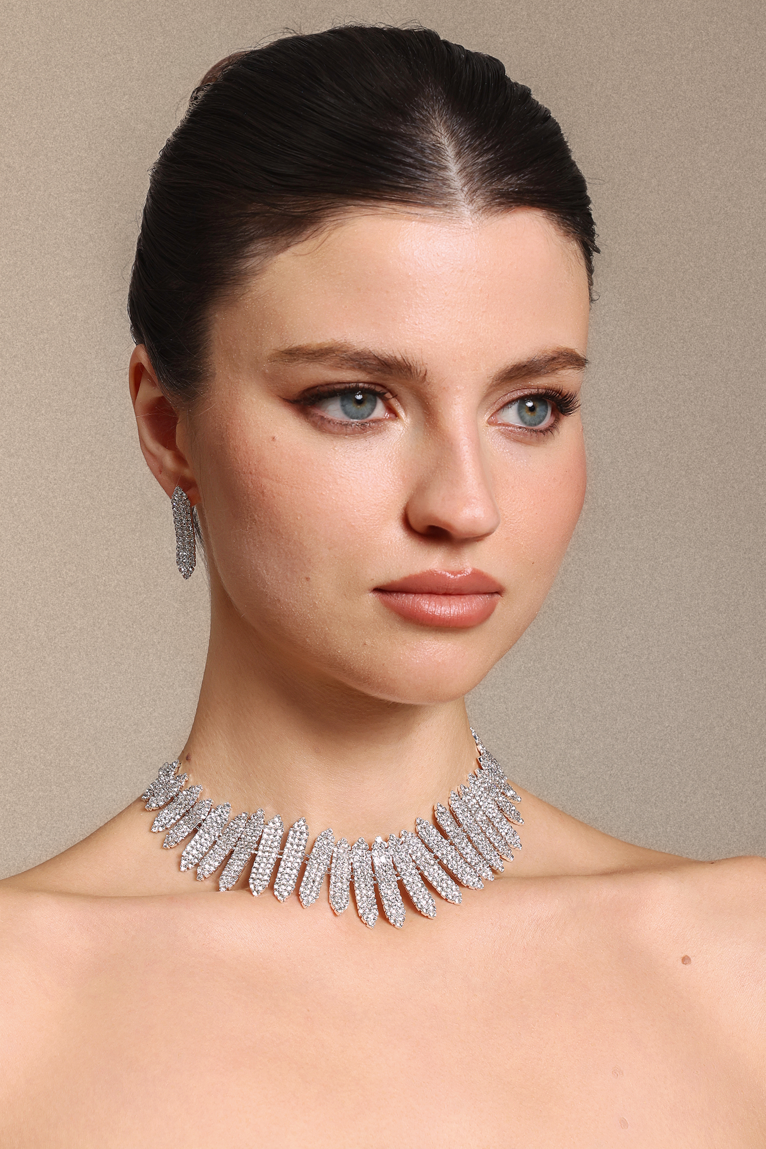 Stacey Diamond Geometry Earrings And Necklace Set