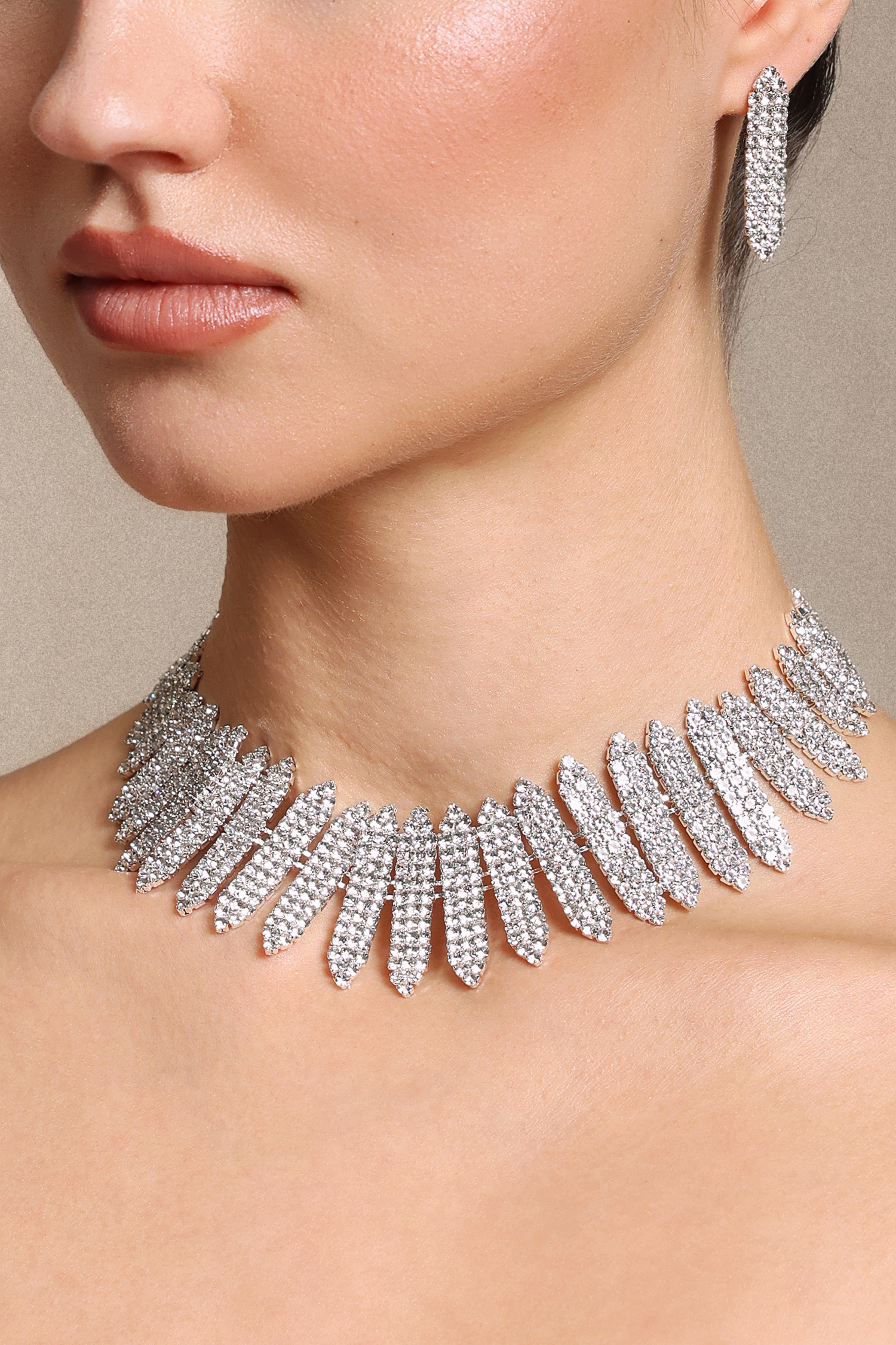 Stacey Diamond Geometry Earrings And Necklace Set