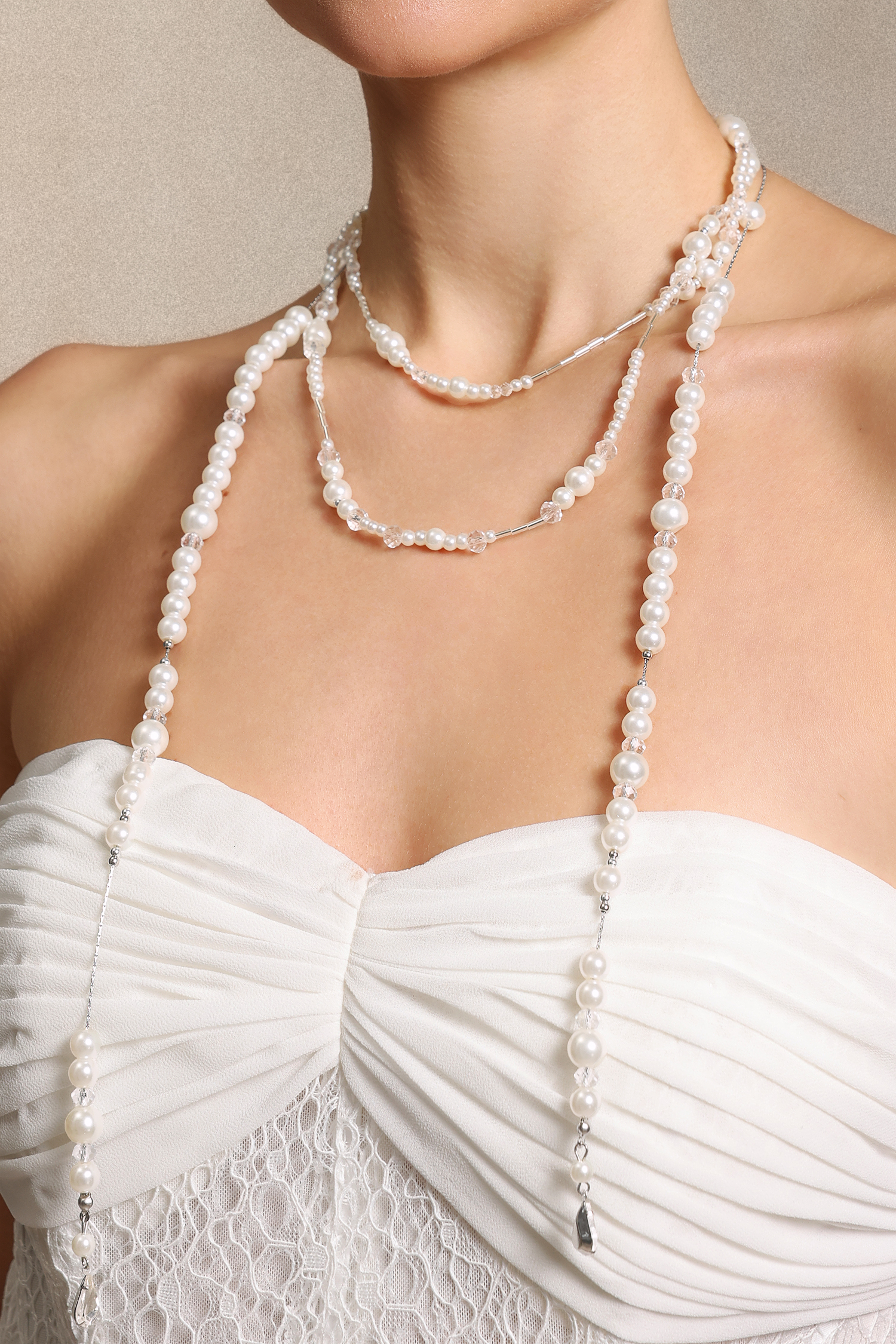 Shaha Multi-Layer Pearl Tassel Necklace