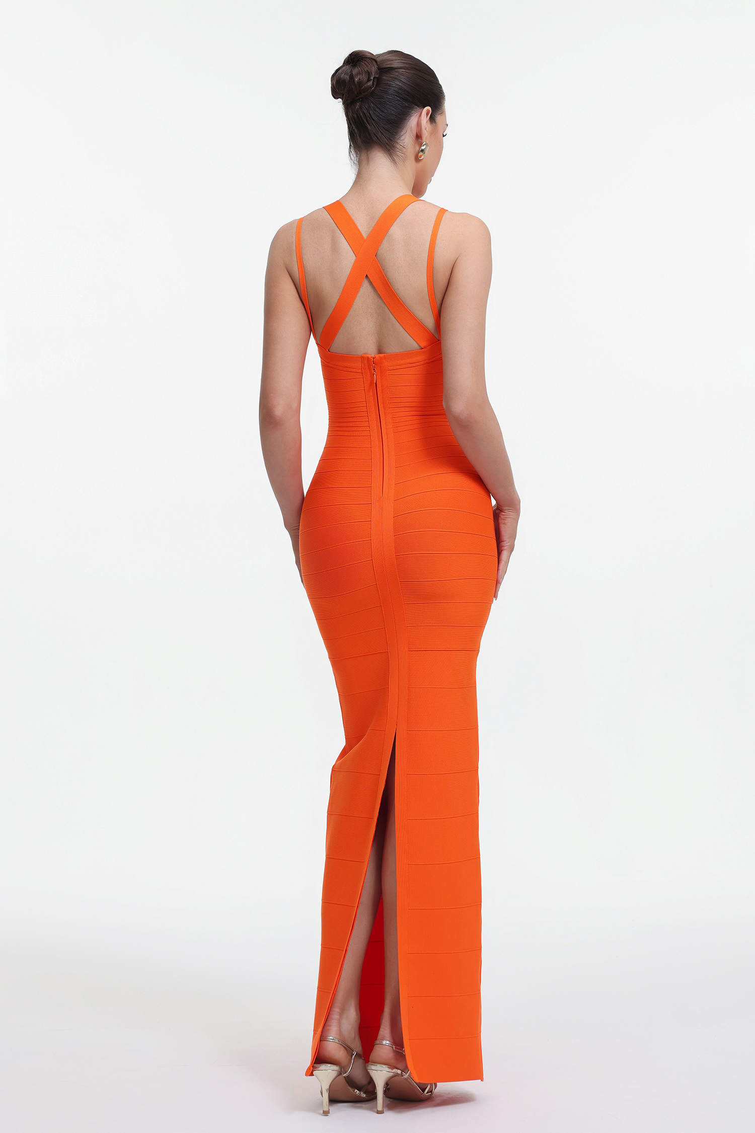 Noor Classic Contour Bandage Orange Maxi Dress