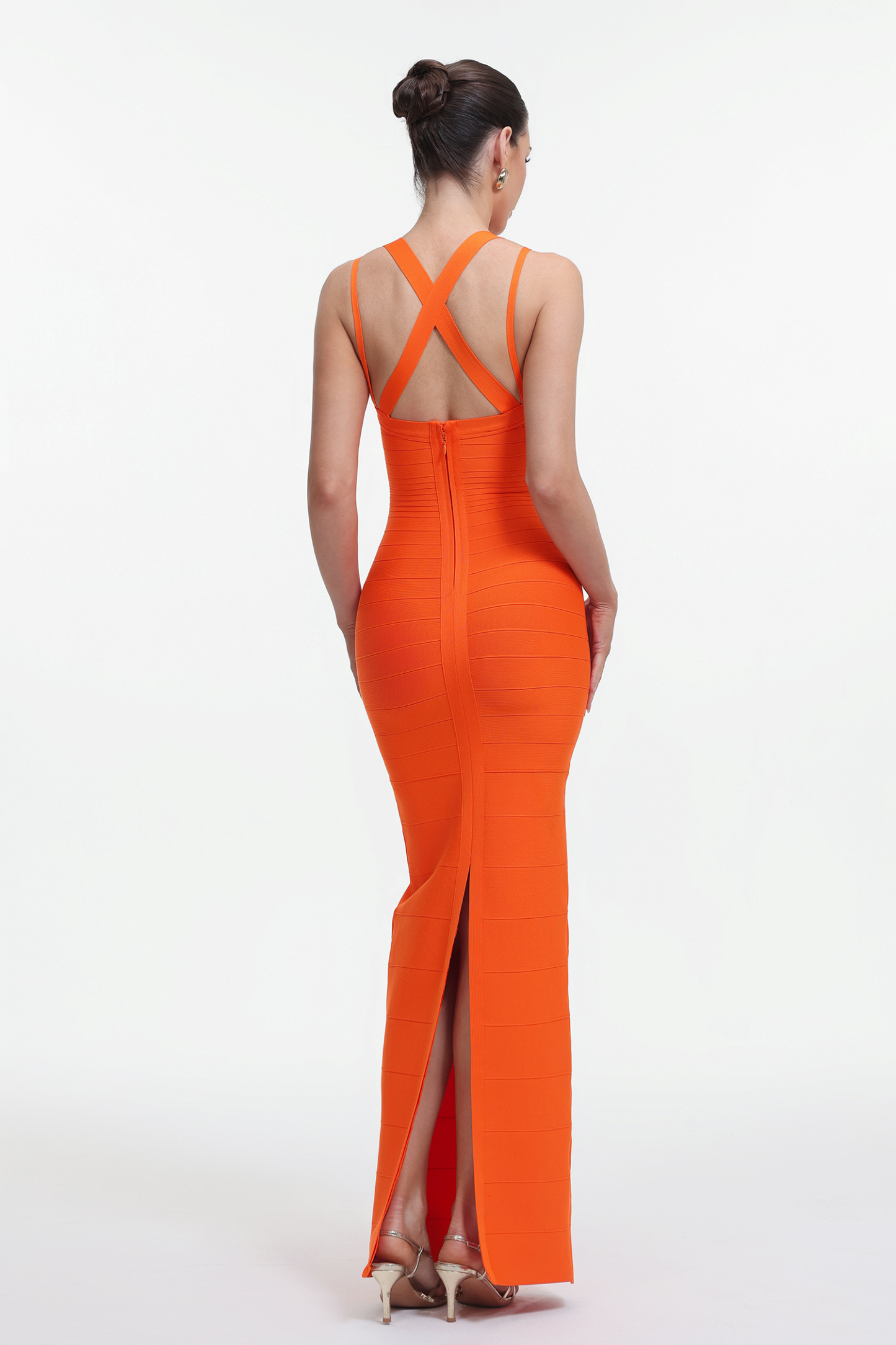 Noor Classic Contour Bandage Orange Maxi Dress