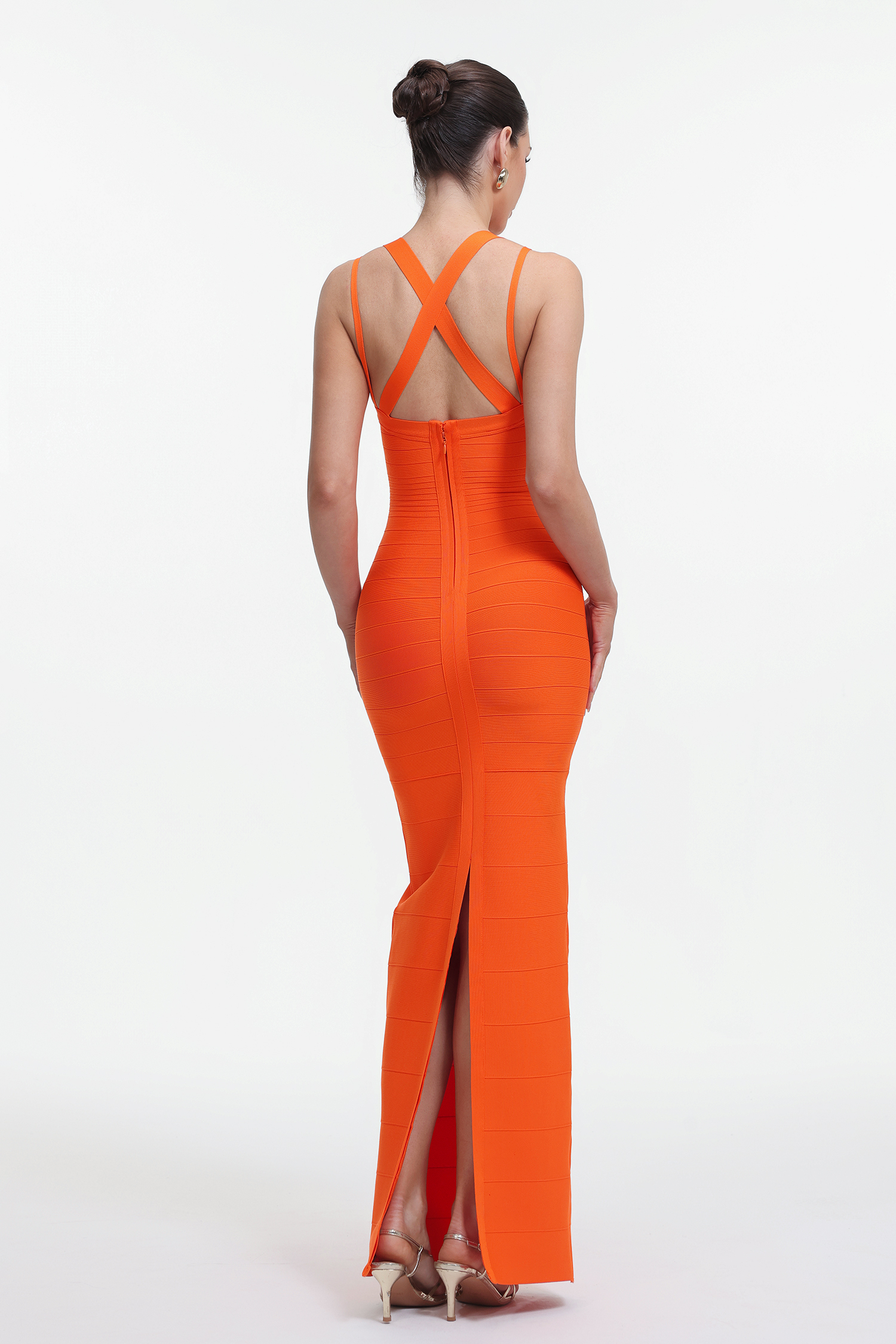 Noor Classic Contour Bandage Orange Maxi Dress