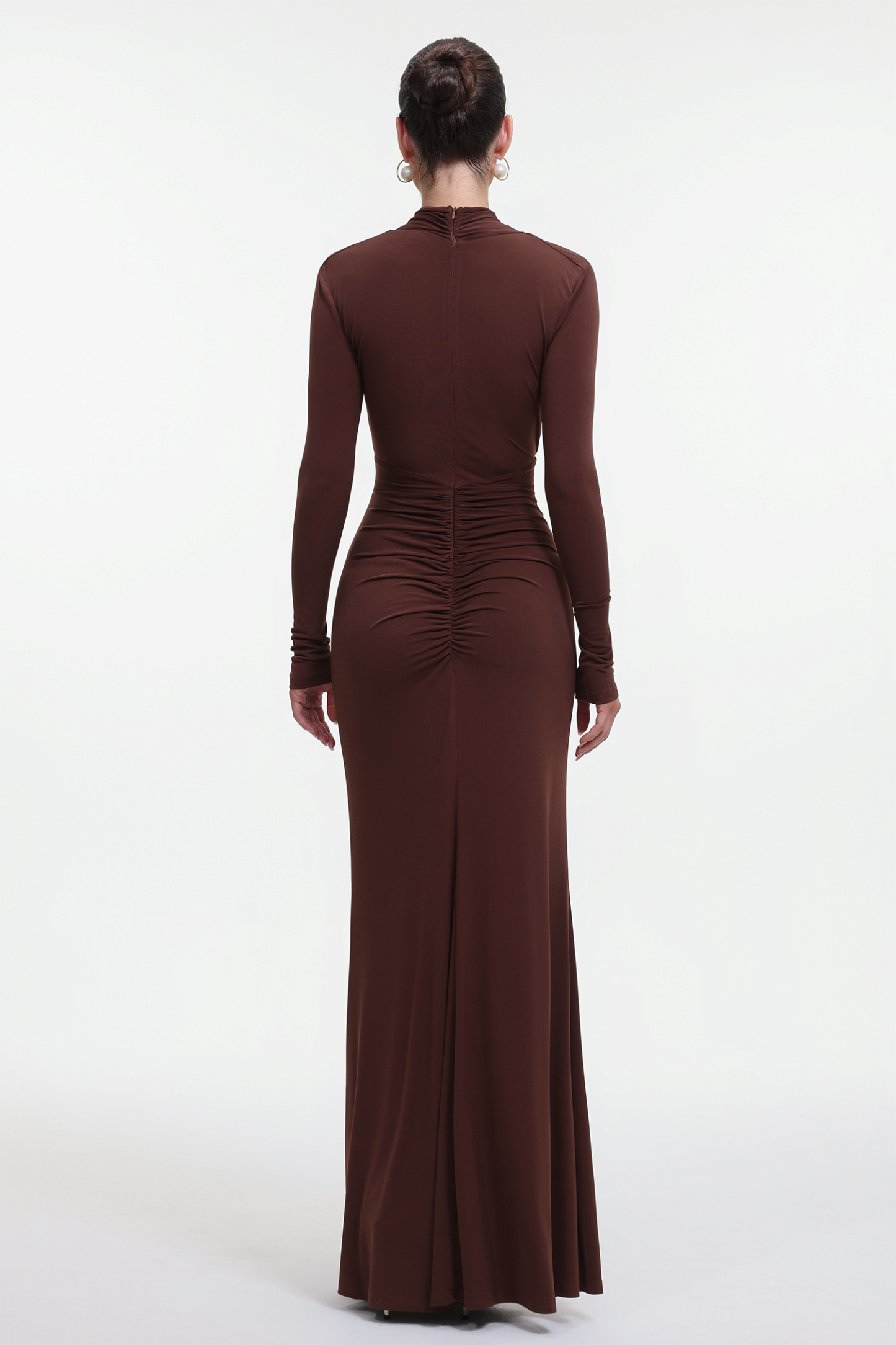 Haylee Chic Contour Long Sleeve Cut Out Ruched Maxi Dress