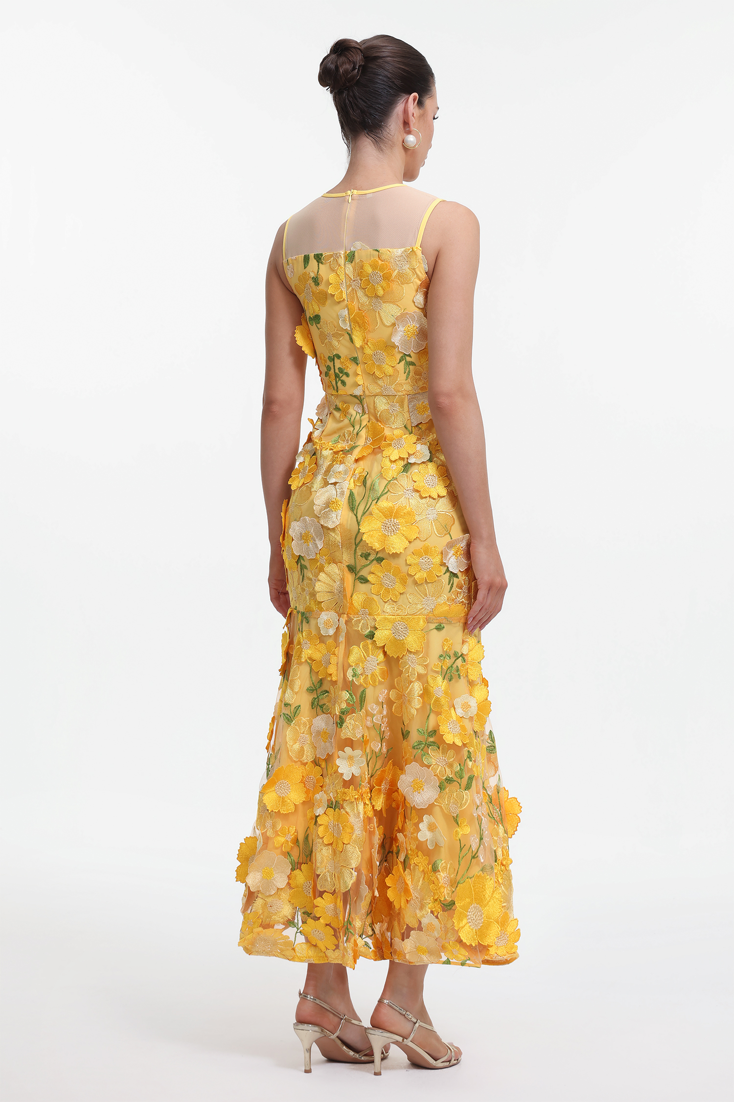 Uama Romantic Embellished Sleeveless Floral Maxi Dress