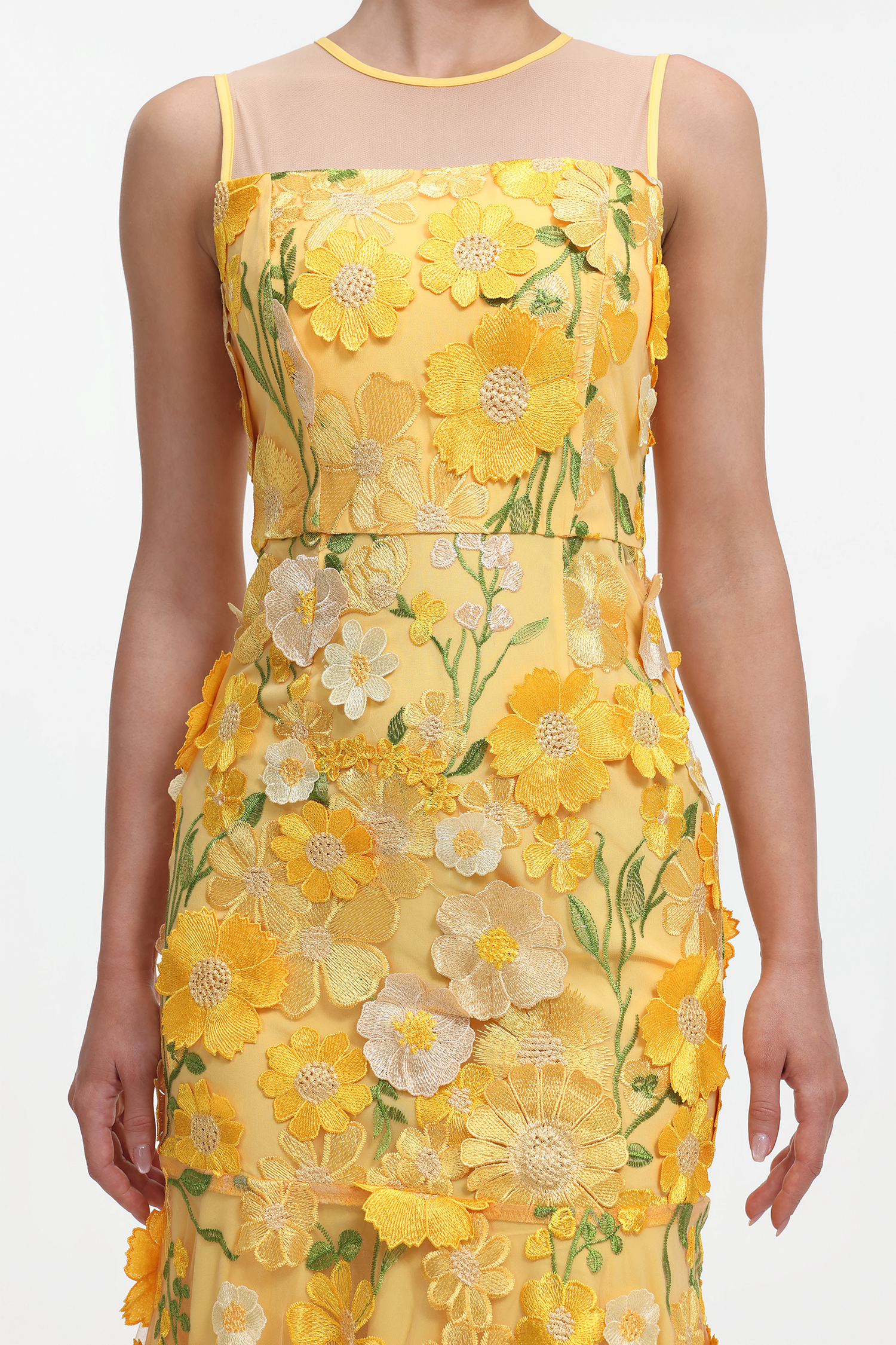 Uama Romantic Embellished Sleeveless Floral Maxi Dress