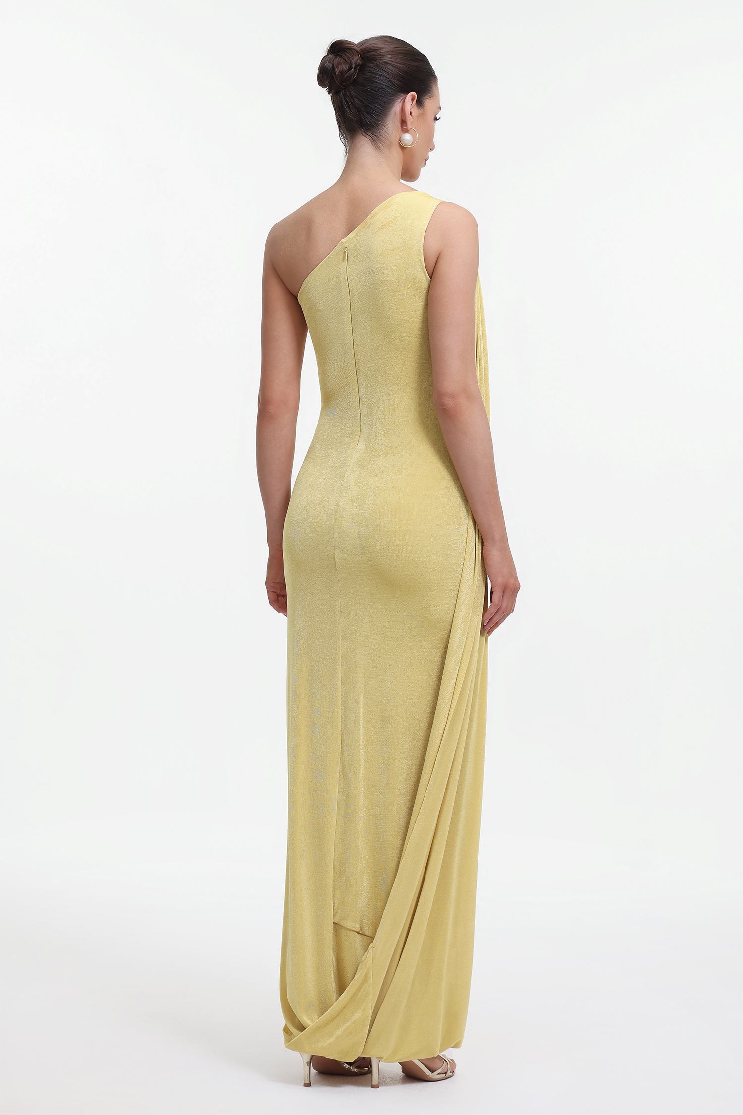 Dazie Elegant Contour One Shoulder Draped Knit Maxi Dress