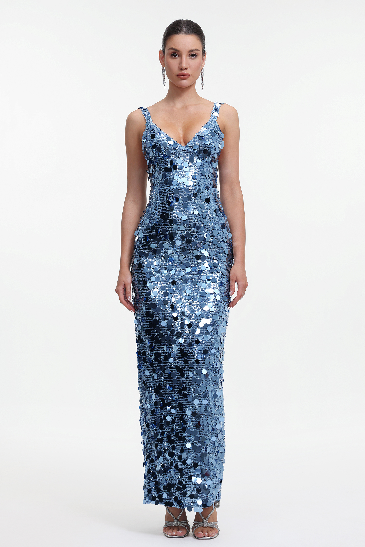 Ienee Glamorous Contour Sequin Maxi Dress