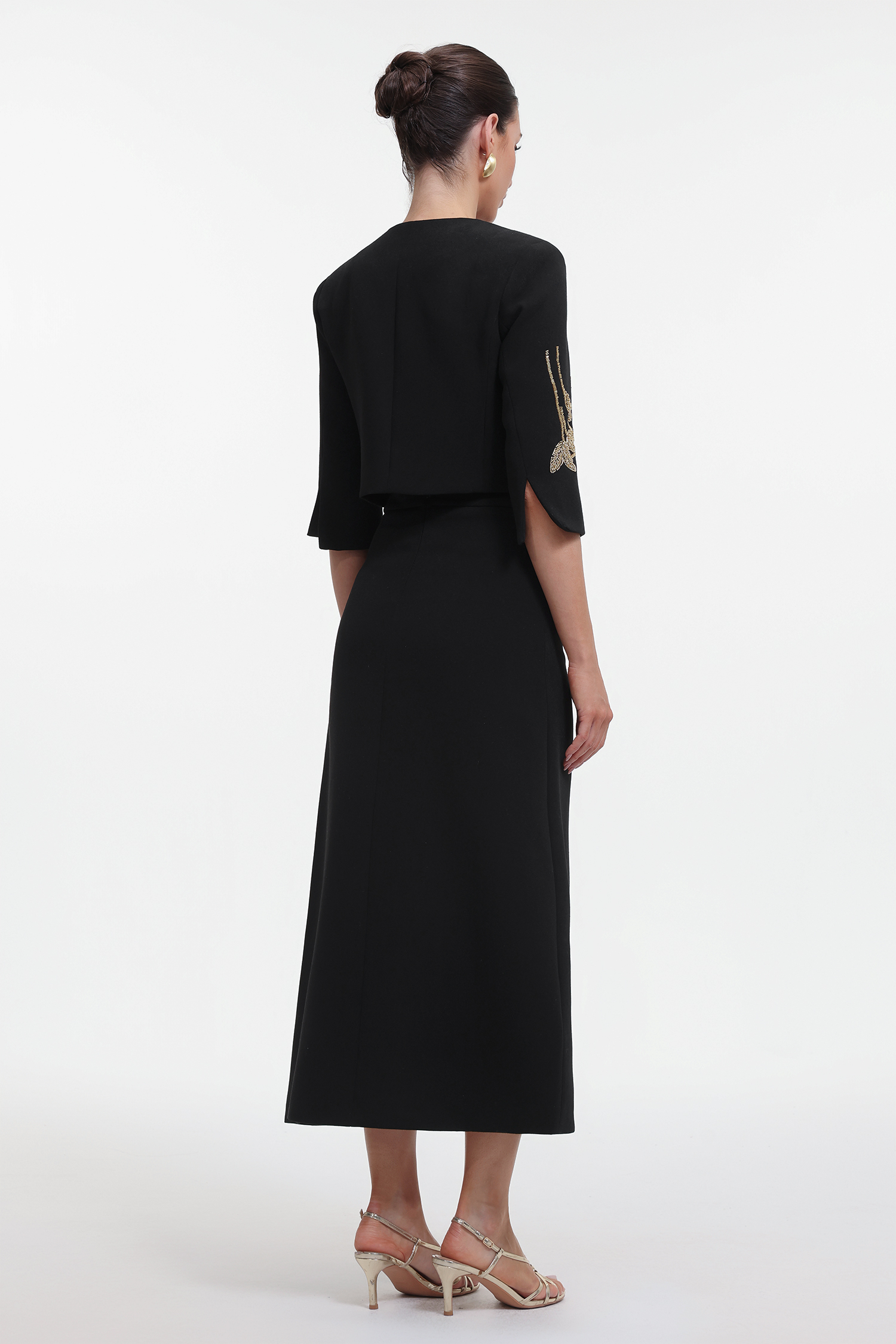 Debra Classic Tailored Beaded Floral Jacket and Skirt Set