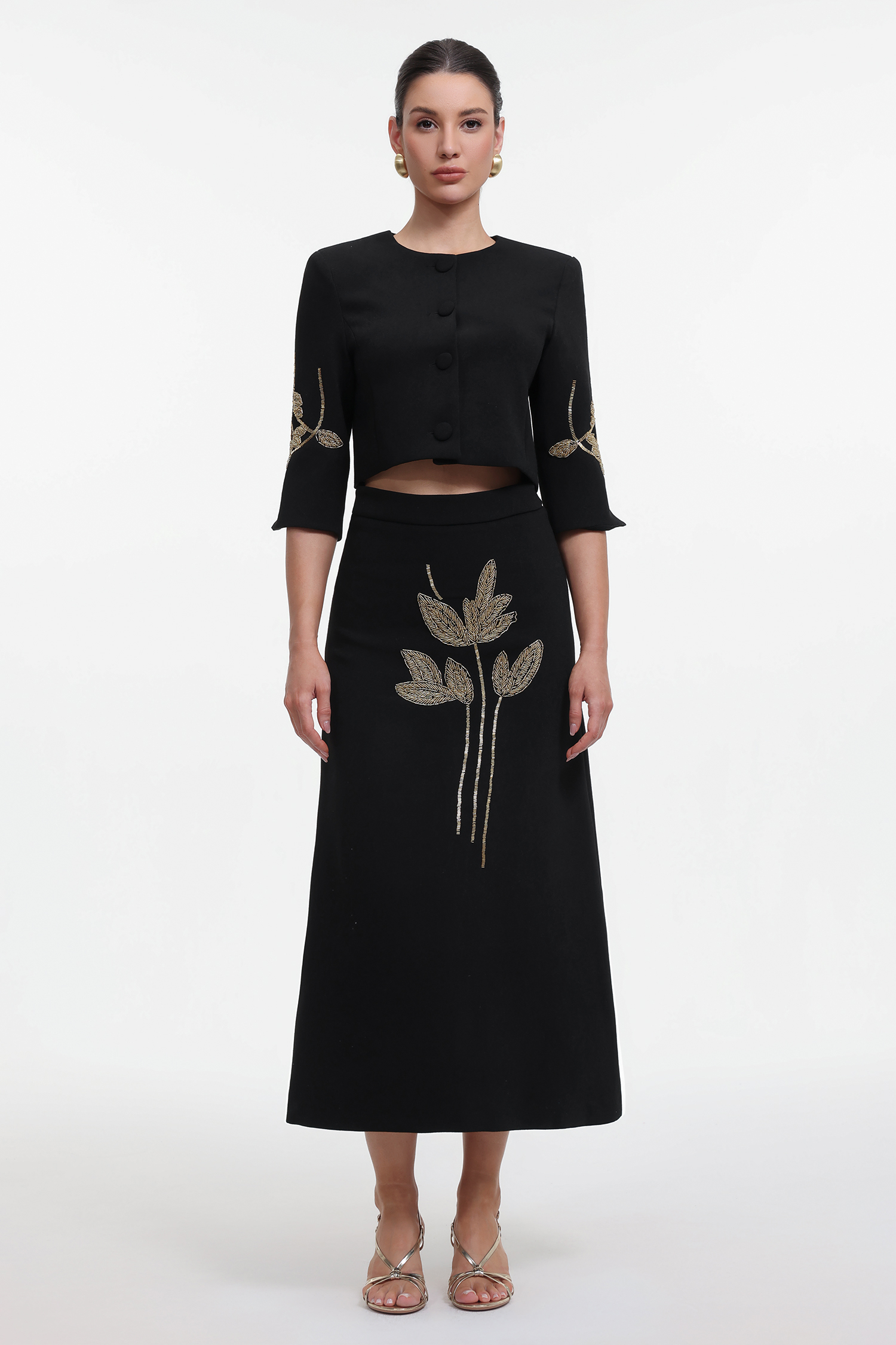 Debra Classic Tailored Beaded Floral Jacket and Skirt Set Debra Classic Tailored Beaded Floral Jacket and Skirt Set