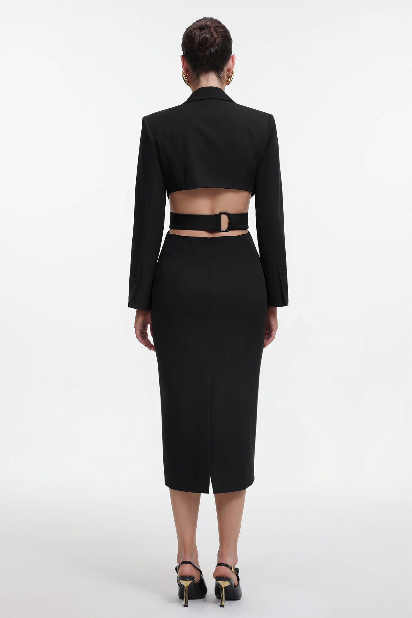 Marlina Chic Tailored Long Sleeve Cut Out Blazer Dress