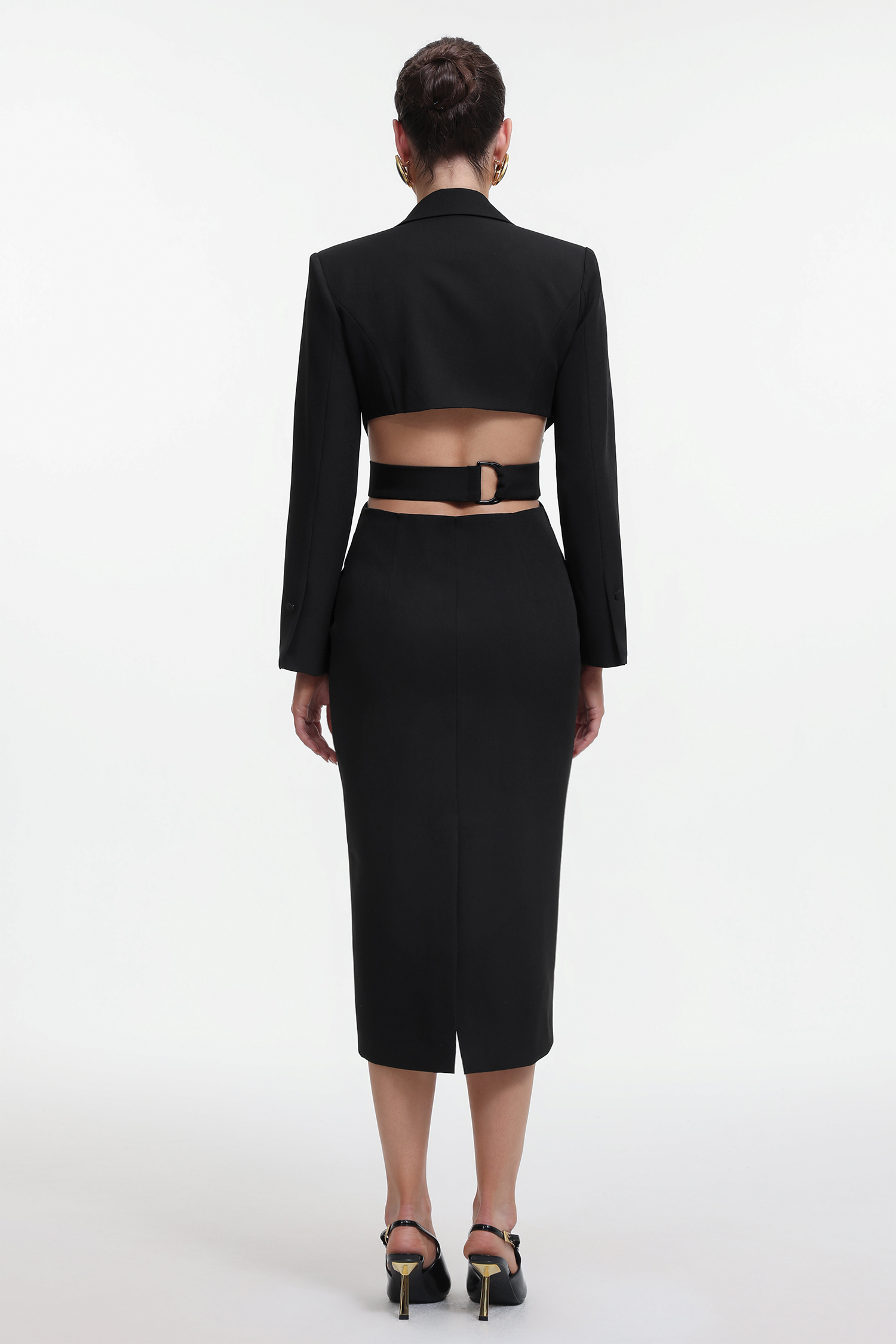 Marlina Chic Tailored Long Sleeve Cut Out Blazer Dress