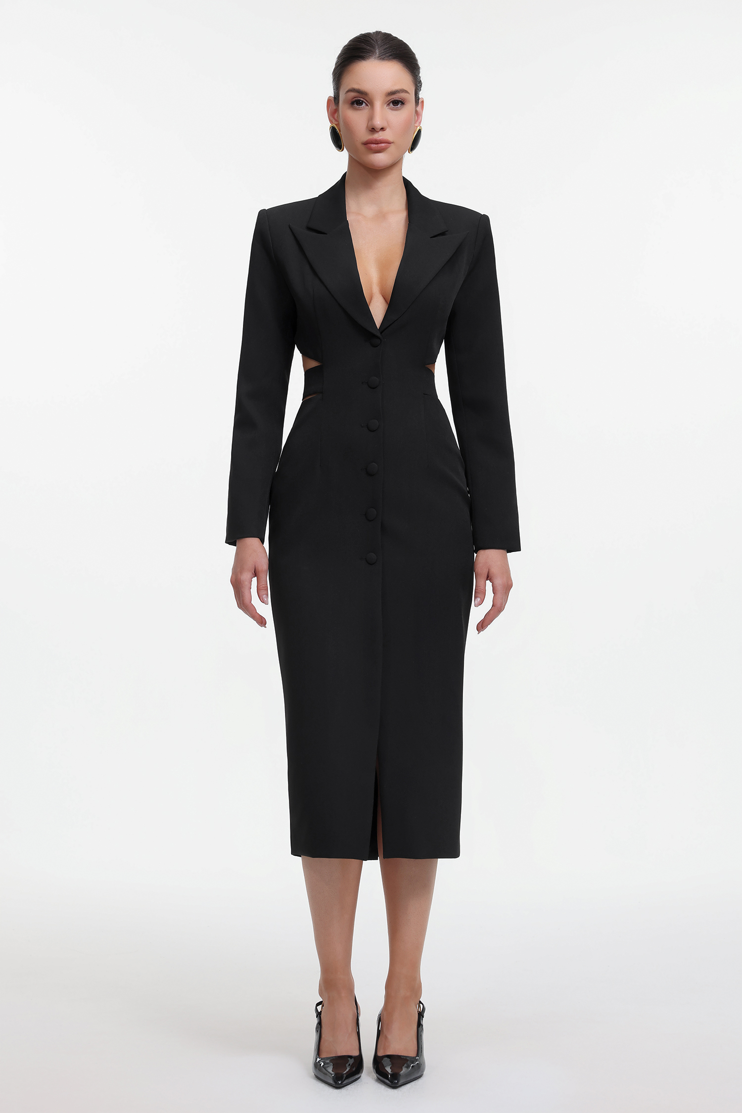 Marlina Chic Tailored Long Sleeve Cut Out Blazer Dress
