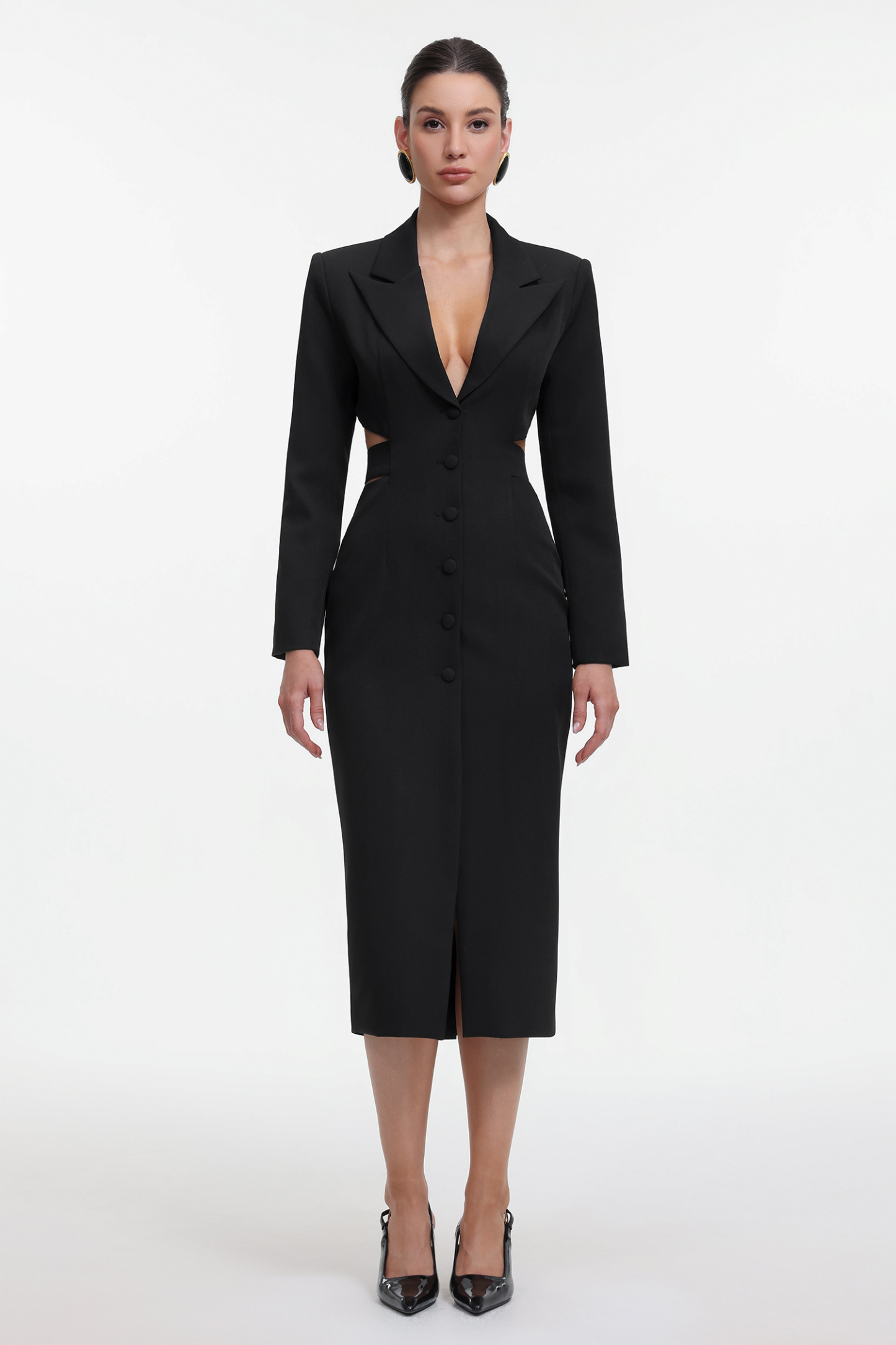 Marlina Chic Tailored Long Sleeve Cut Out Blazer Dress
