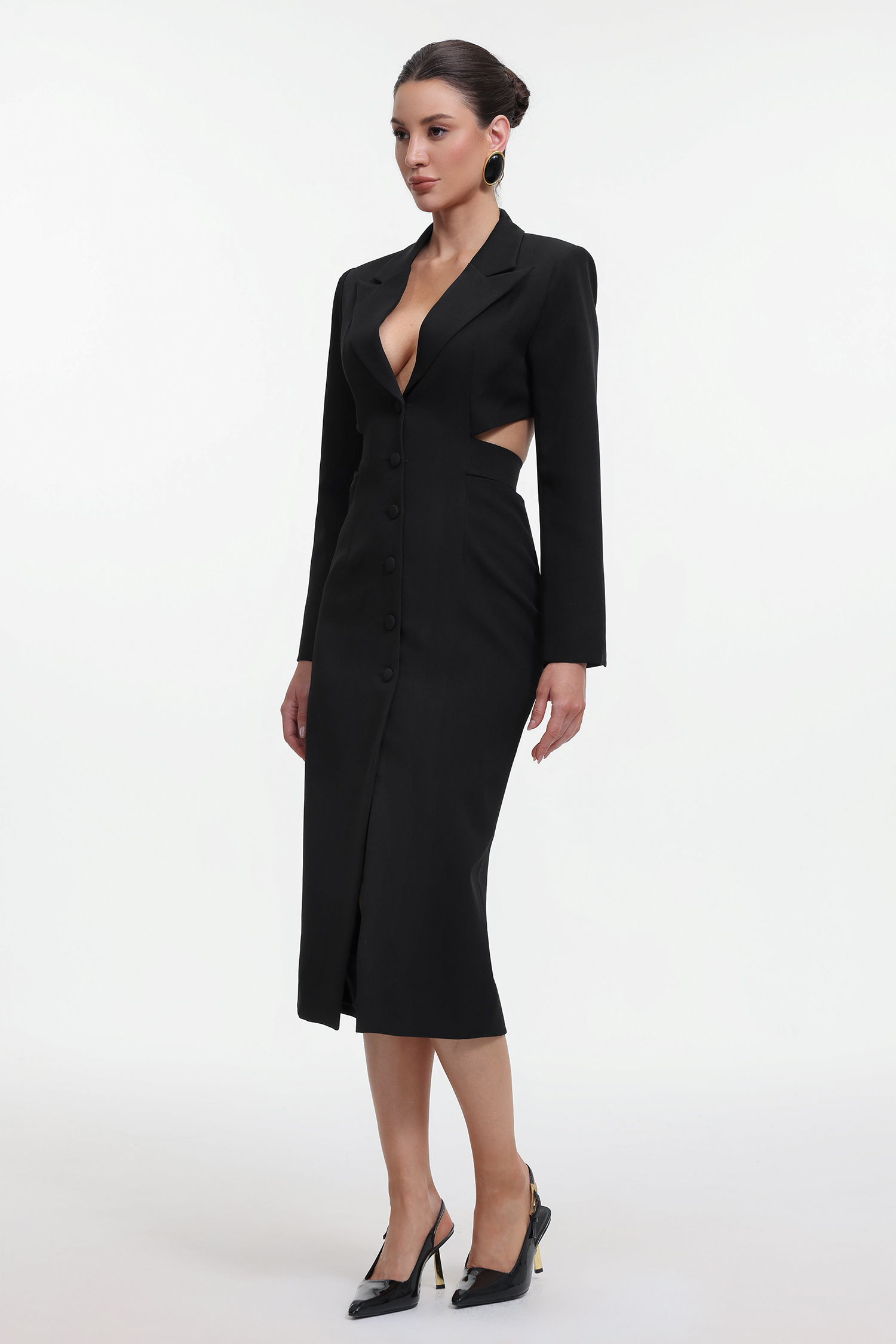 Marlina Chic Tailored Long Sleeve Cut Out Blazer Dress