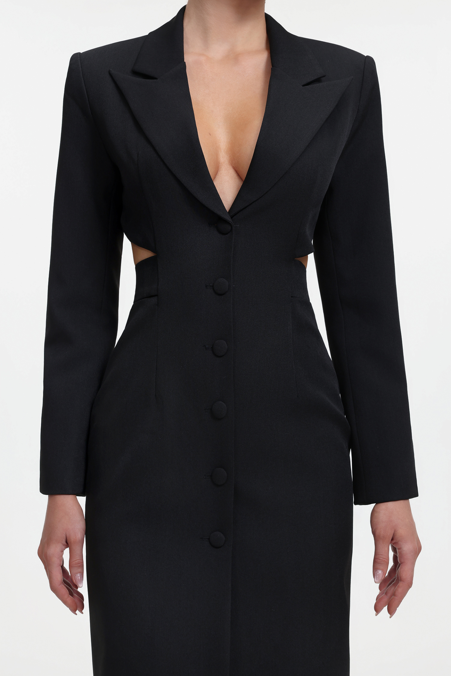 Marlina Chic Tailored Long Sleeve Cut Out Blazer Dress
