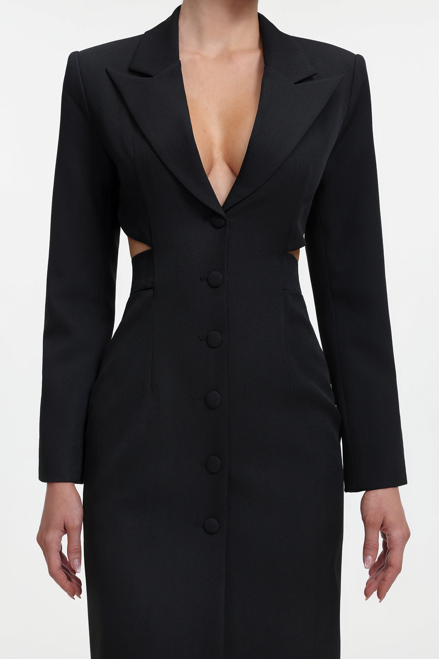 Marlina Chic Tailored Long Sleeve Cut Out Blazer Dress