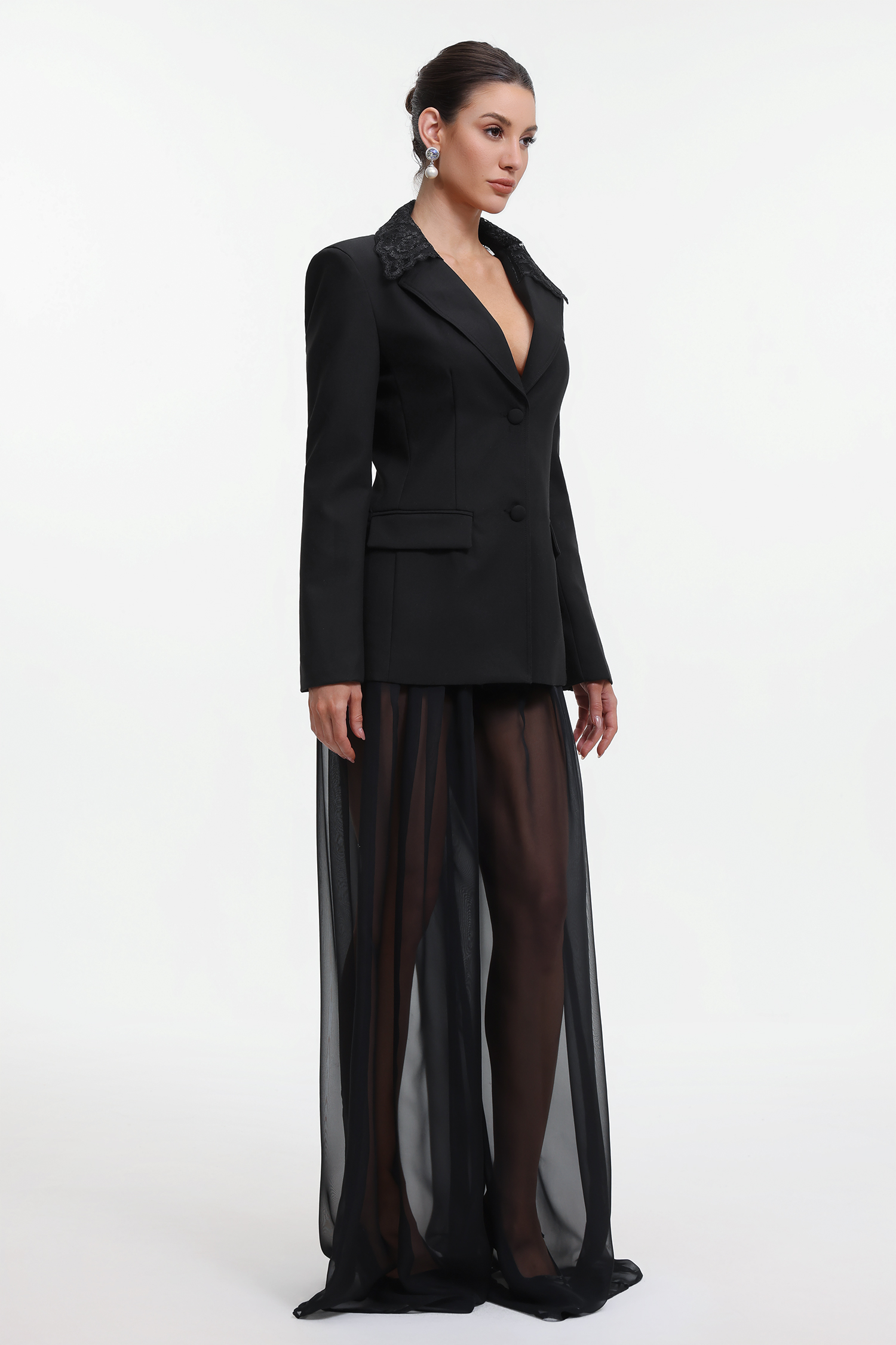 Eileen Sexy Tailored Long Sleeve Lace Back Blazer