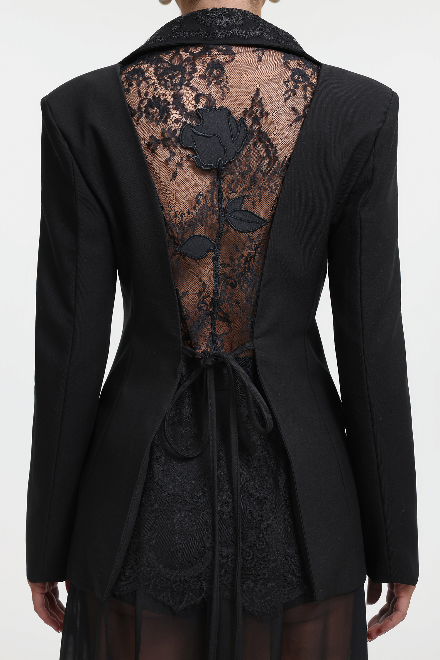 Eileen Sexy Tailored Long Sleeve Lace Back Blazer