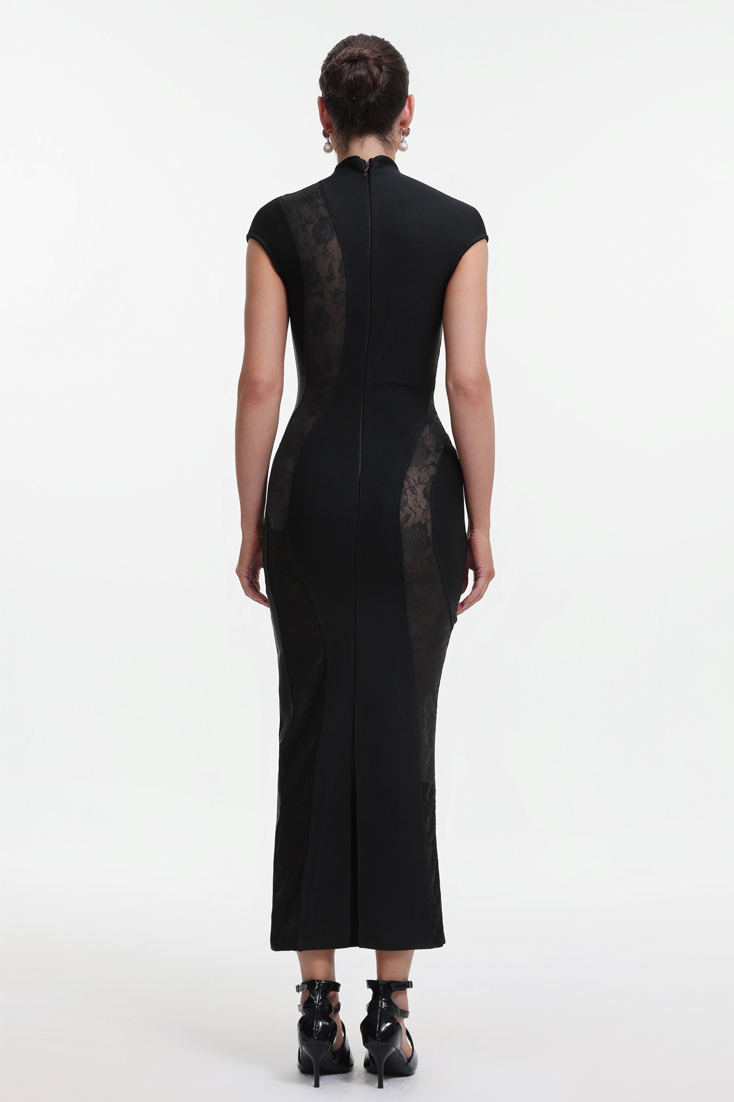 Nicole Sexy Contour Lace Bandage Maxi Dress