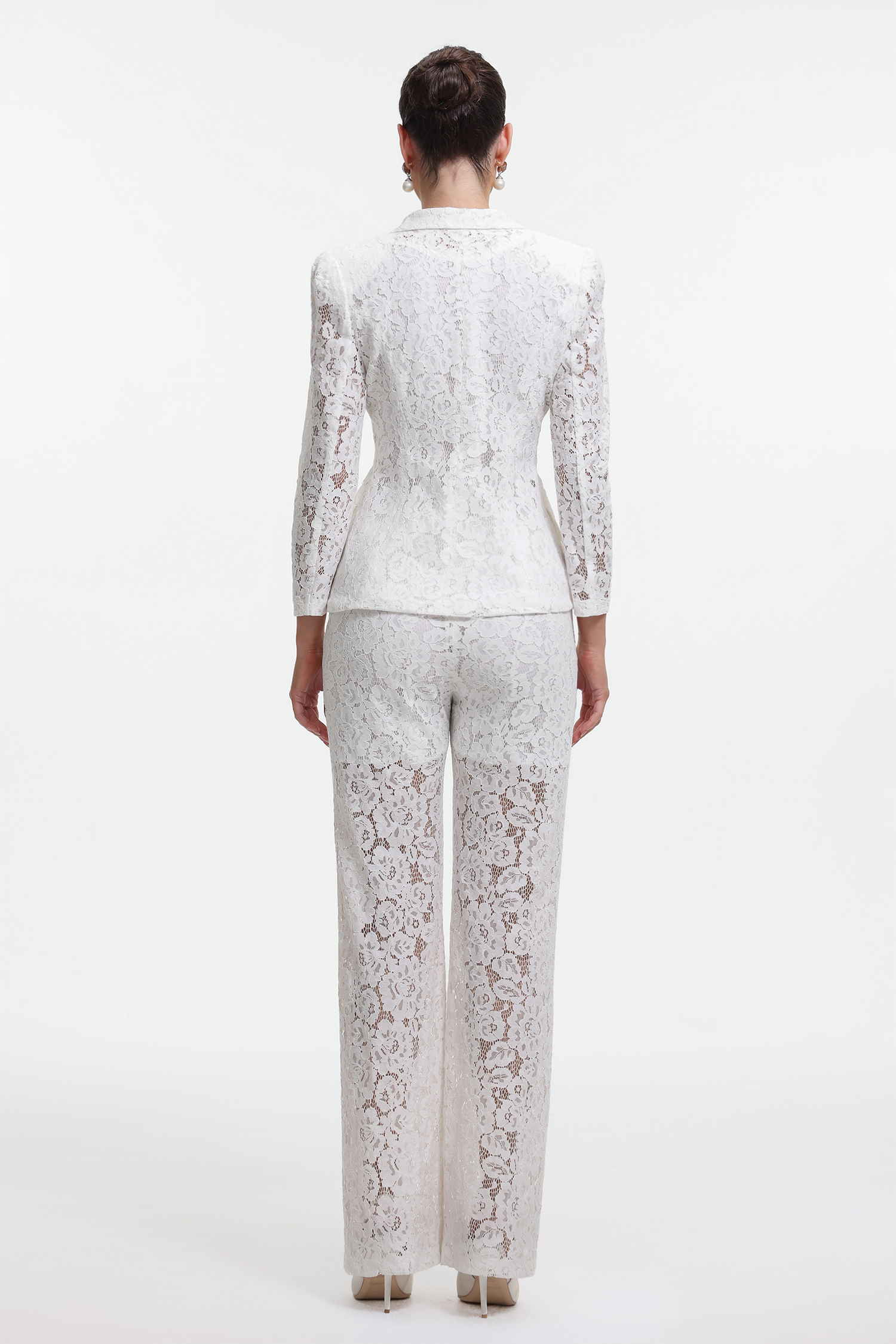 Yvette Romantic Tailored Long Sleeve Lace Blazer Two Piece Set