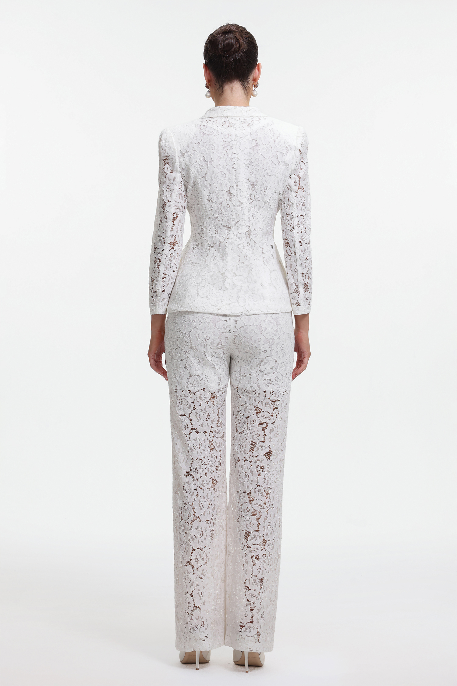 Yvette Romantic Tailored Long Sleeve Lace Blazer Two Piece Set