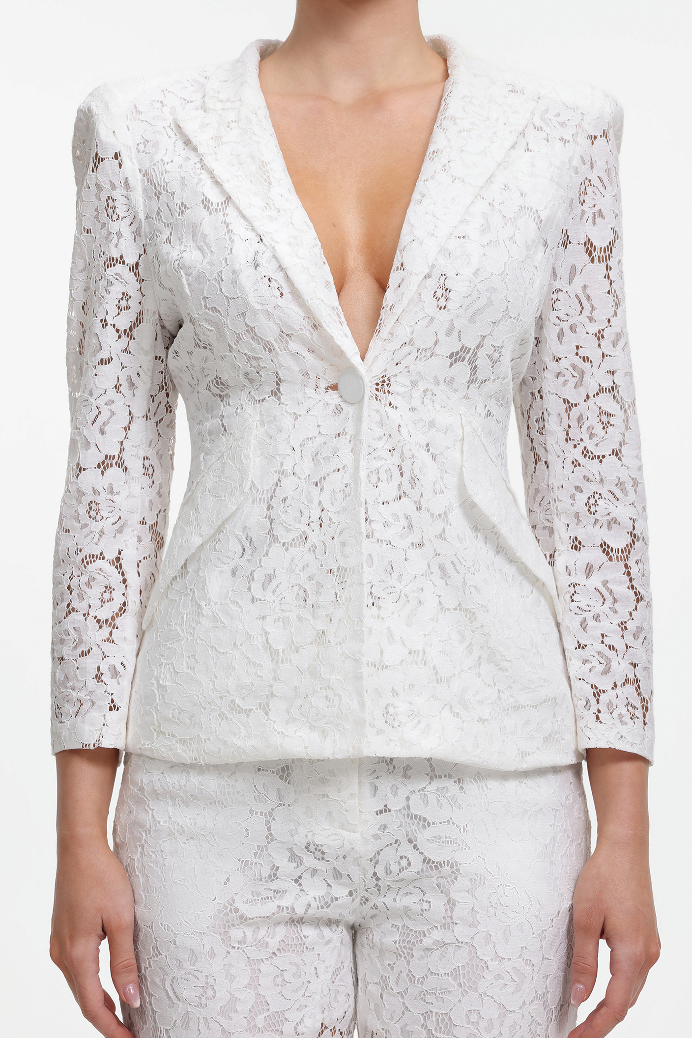 Yvette Romantic Tailored Long Sleeve Lace Blazer Two Piece Set