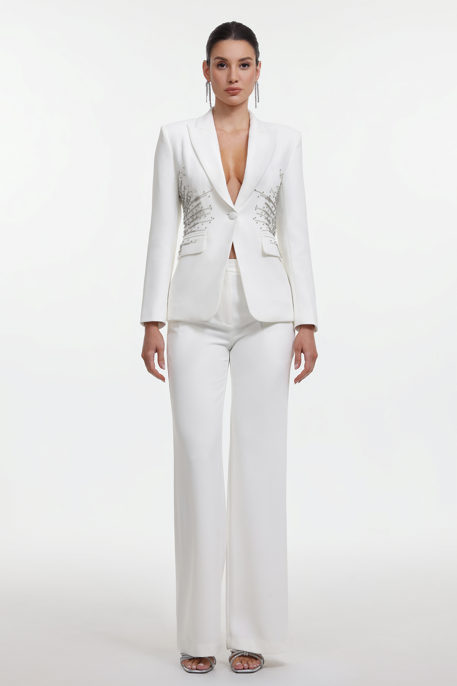 Tatiana Chic Tailored Embellished Blazer and Pants Set