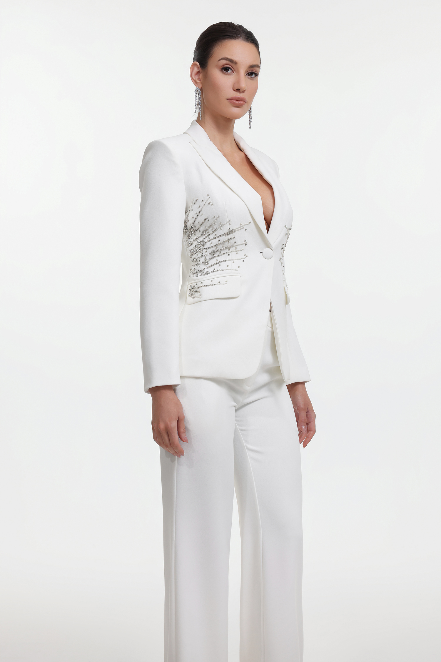 Tatiana Chic Tailored Embellished Blazer and Pants Set