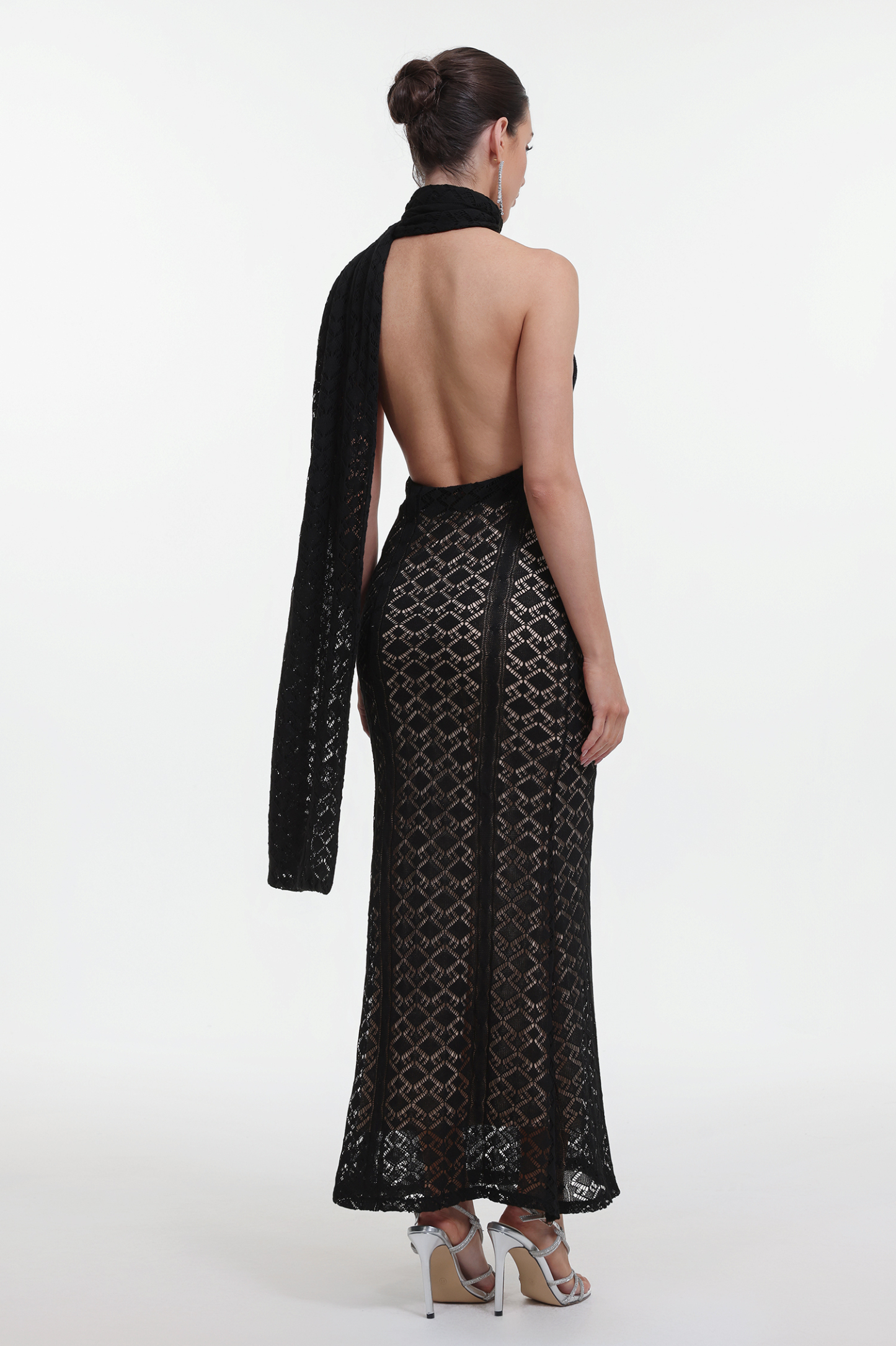 Marley Elegant Contour Wrap Black Maxi Dress