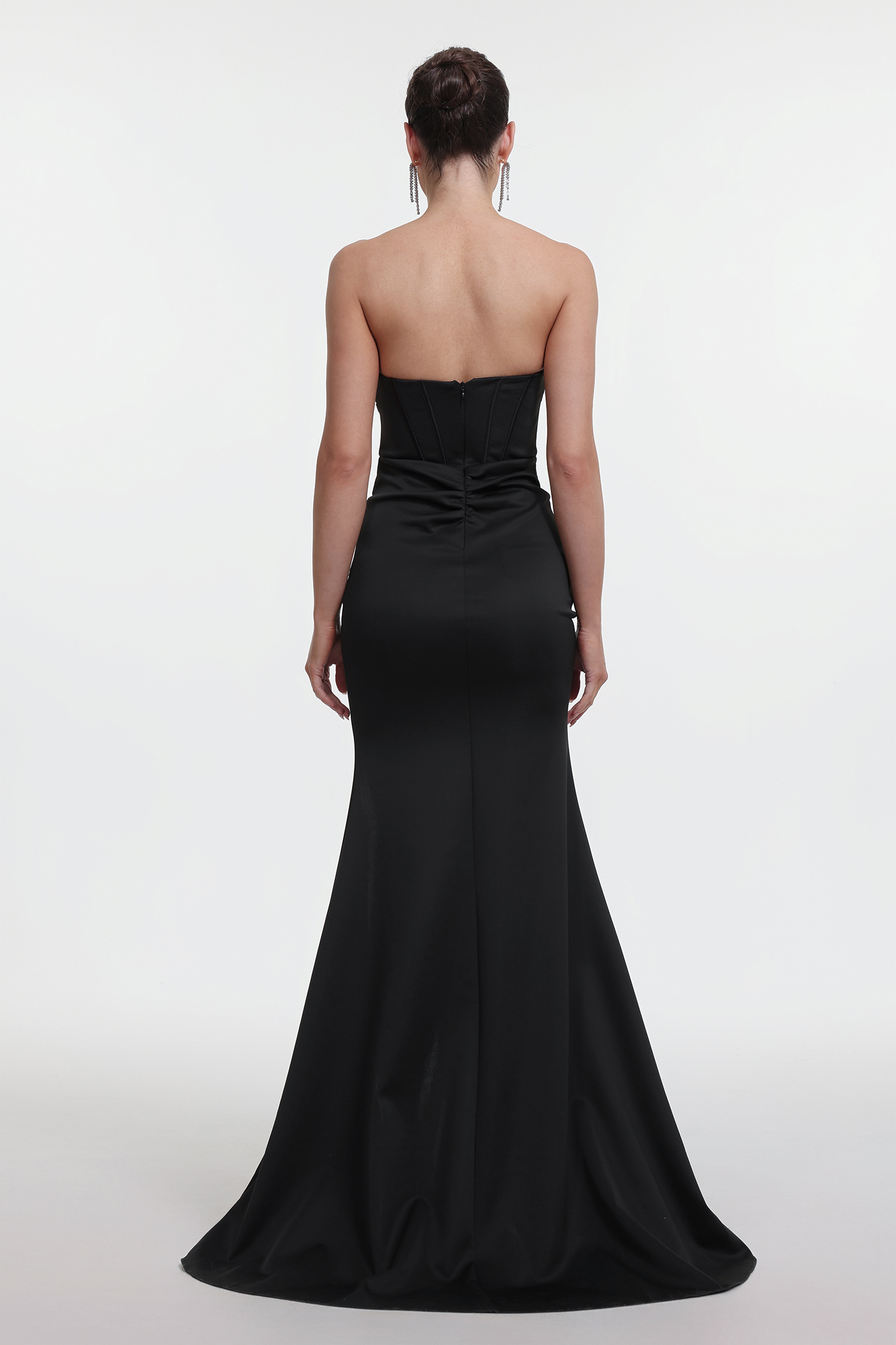 Lumo Elegant Contour Strapless Corset Satin Maxi Dress