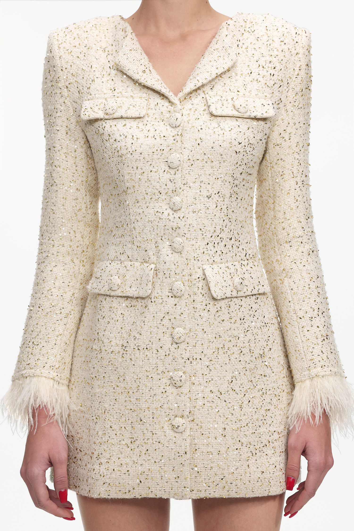Zaria Romantic Tailored Long Sleeve Tweed Blazer Dress