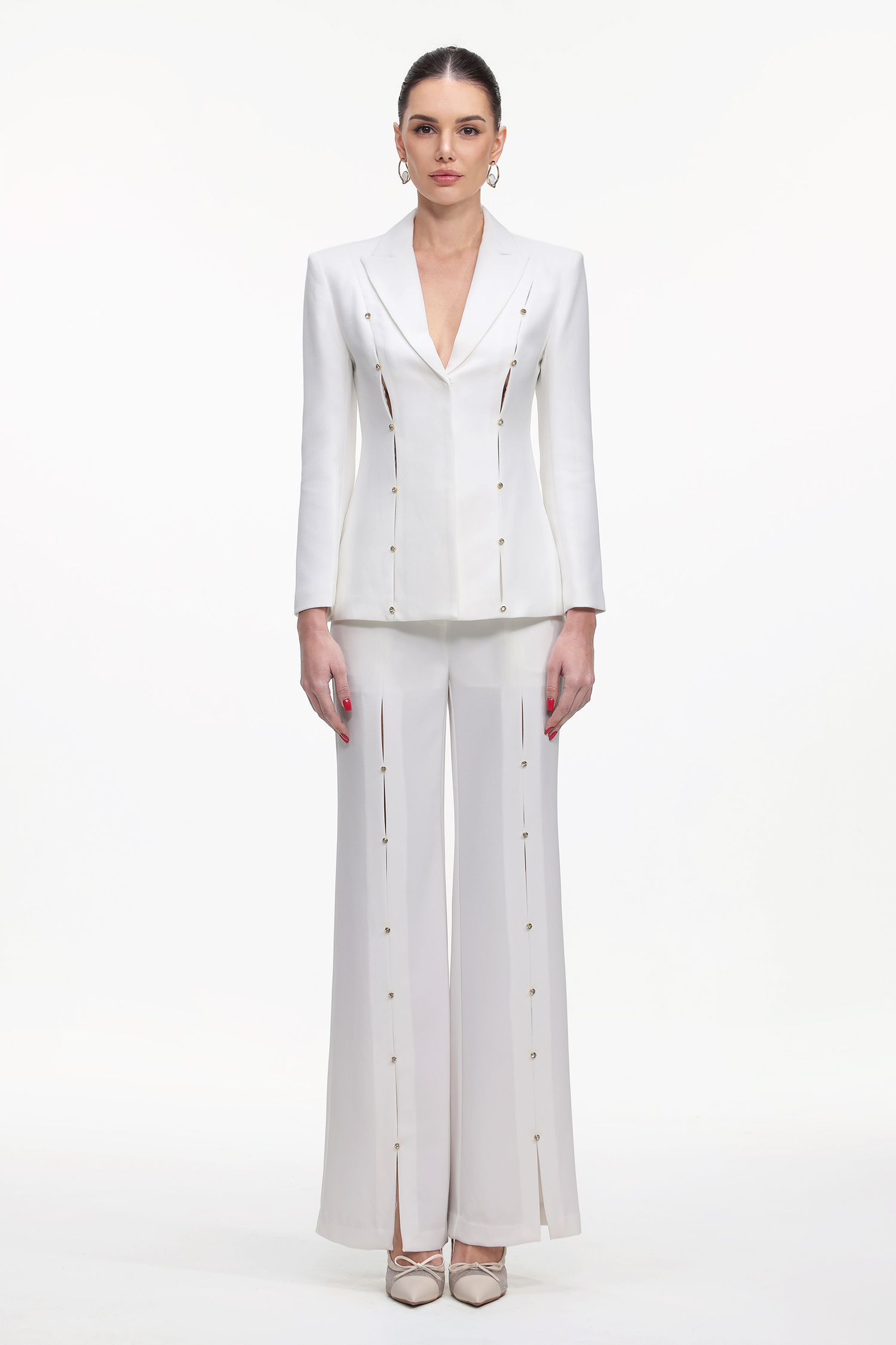 Molia Chic Tailored Long Sleeve Rhinestone Blazer and Pants Set