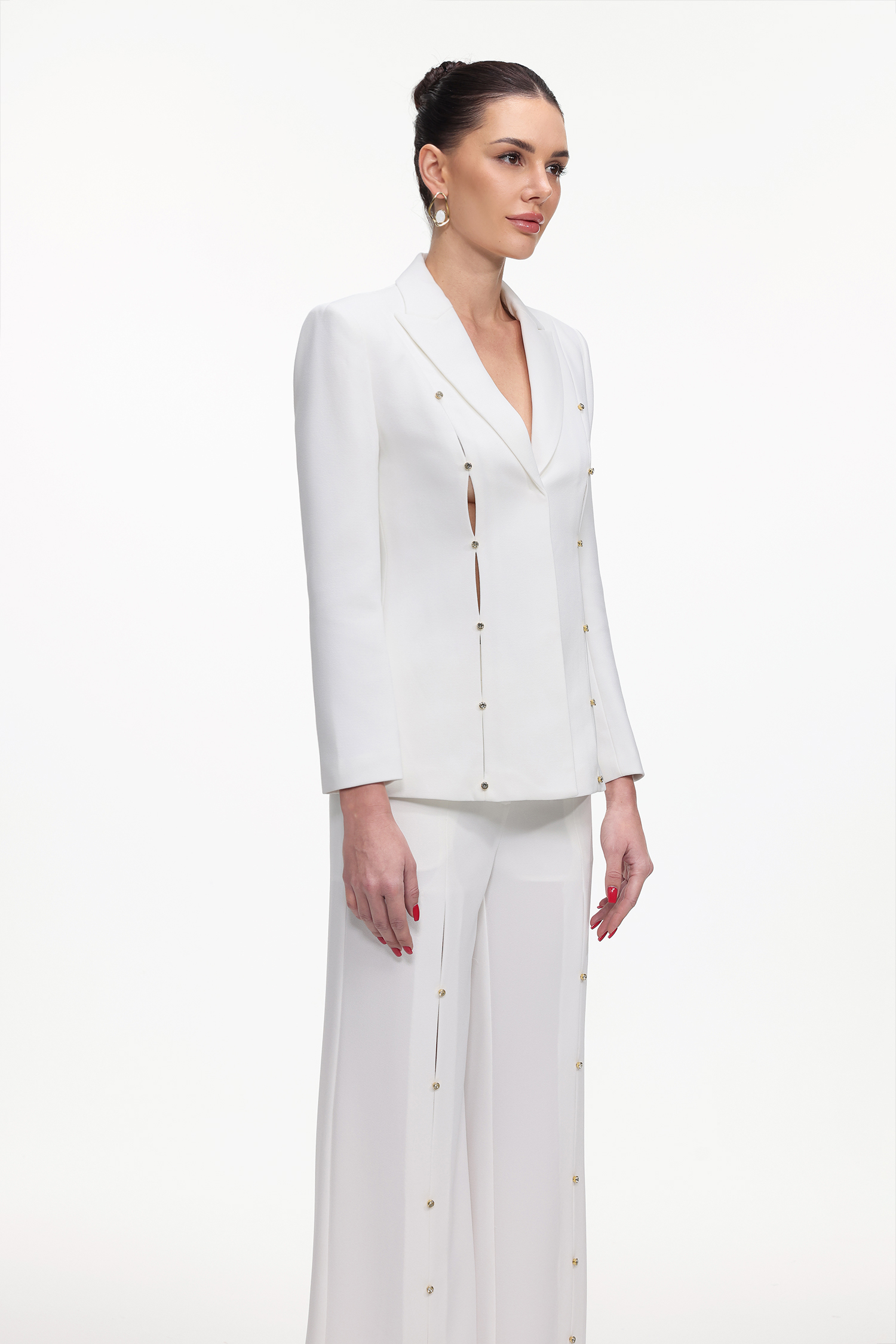 Molia Chic Tailored Long Sleeve Rhinestone Blazer and Pants Set