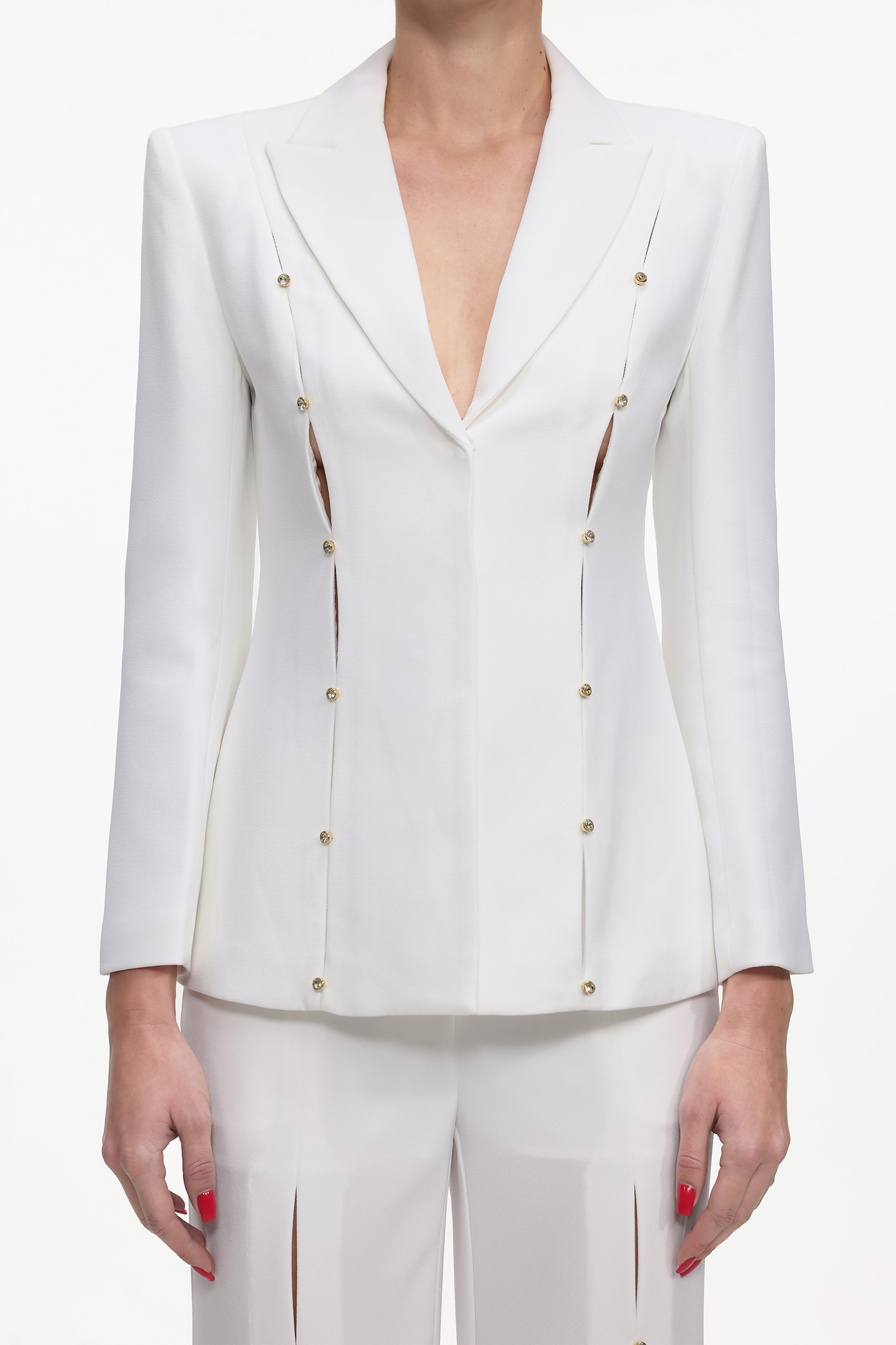 Molia Chic Tailored Long Sleeve Rhinestone Blazer and Pants Set