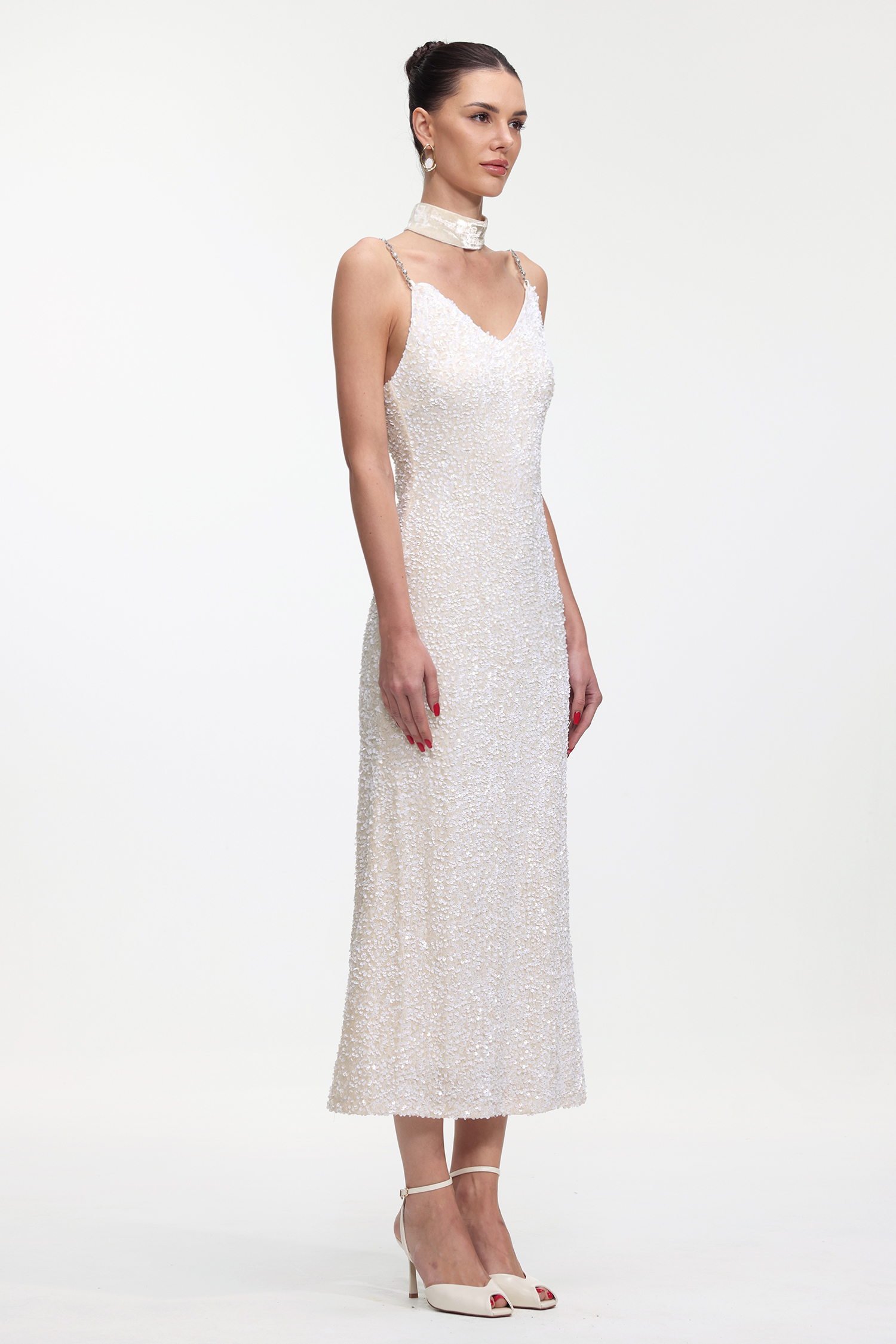 Kasuni Elegant Contour Sleeveless Textured Knit Maxi Dress