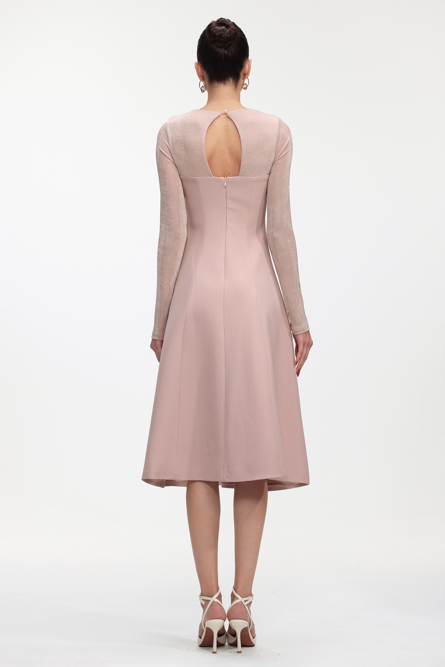 Liama Elegant Tailored Long Sleeve Crystal Woven Maxi Dress