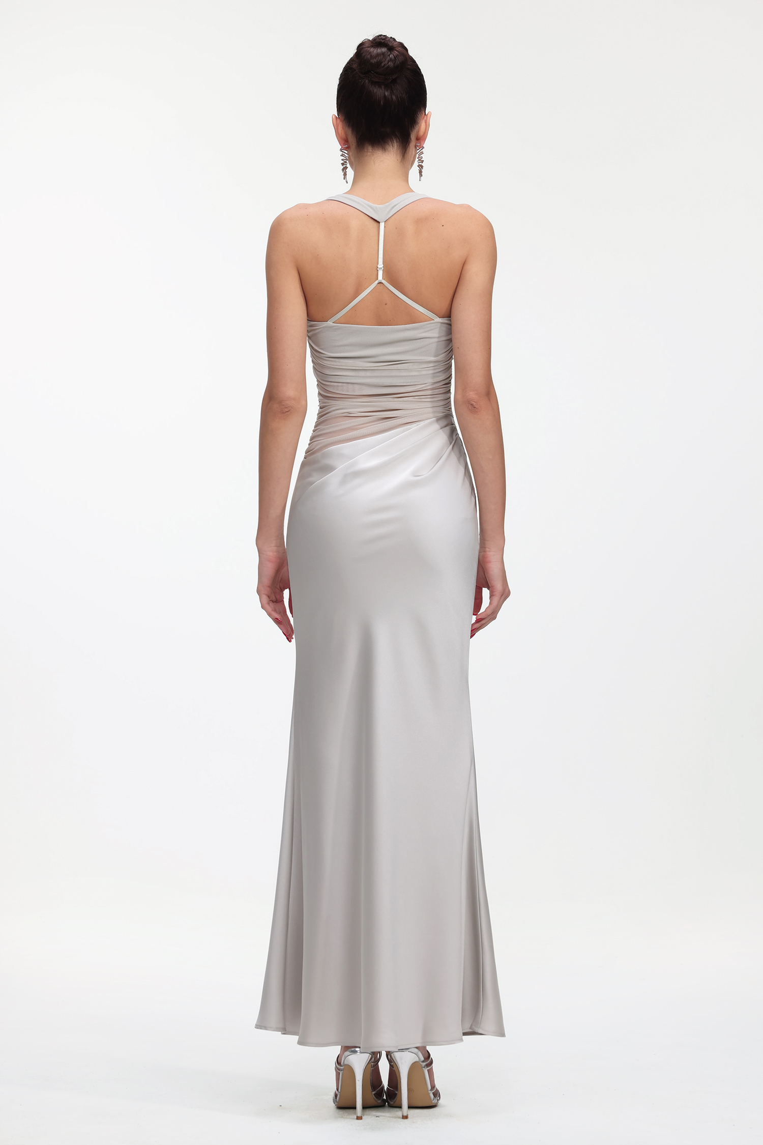 Lala Elegant Cinched Waist Sleeveless Pleated Maxi Dress