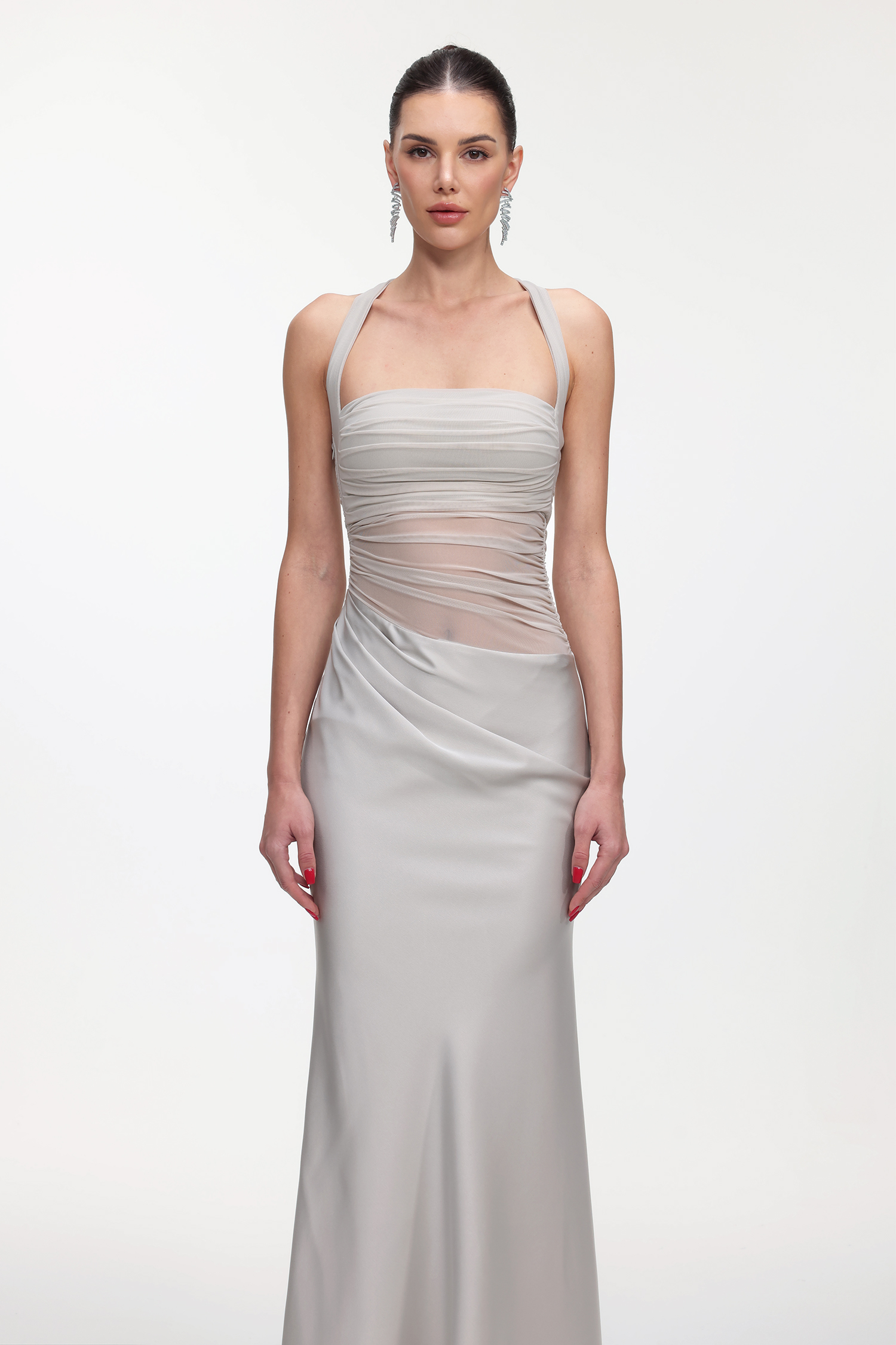 Lala Elegant Cinched Waist Sleeveless Pleated Maxi Dress