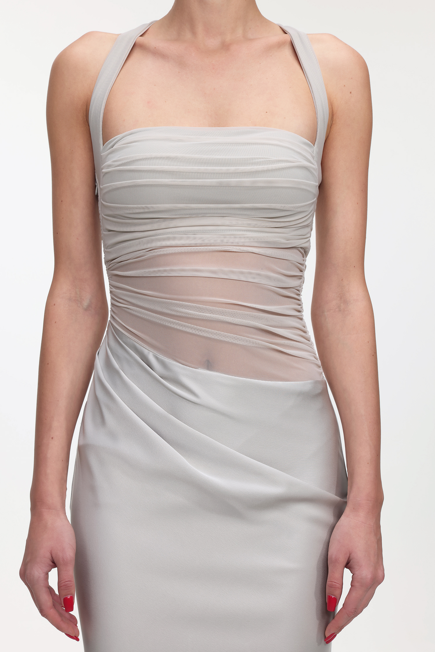 Lala Elegant Cinched Waist Sleeveless Pleated Maxi Dress