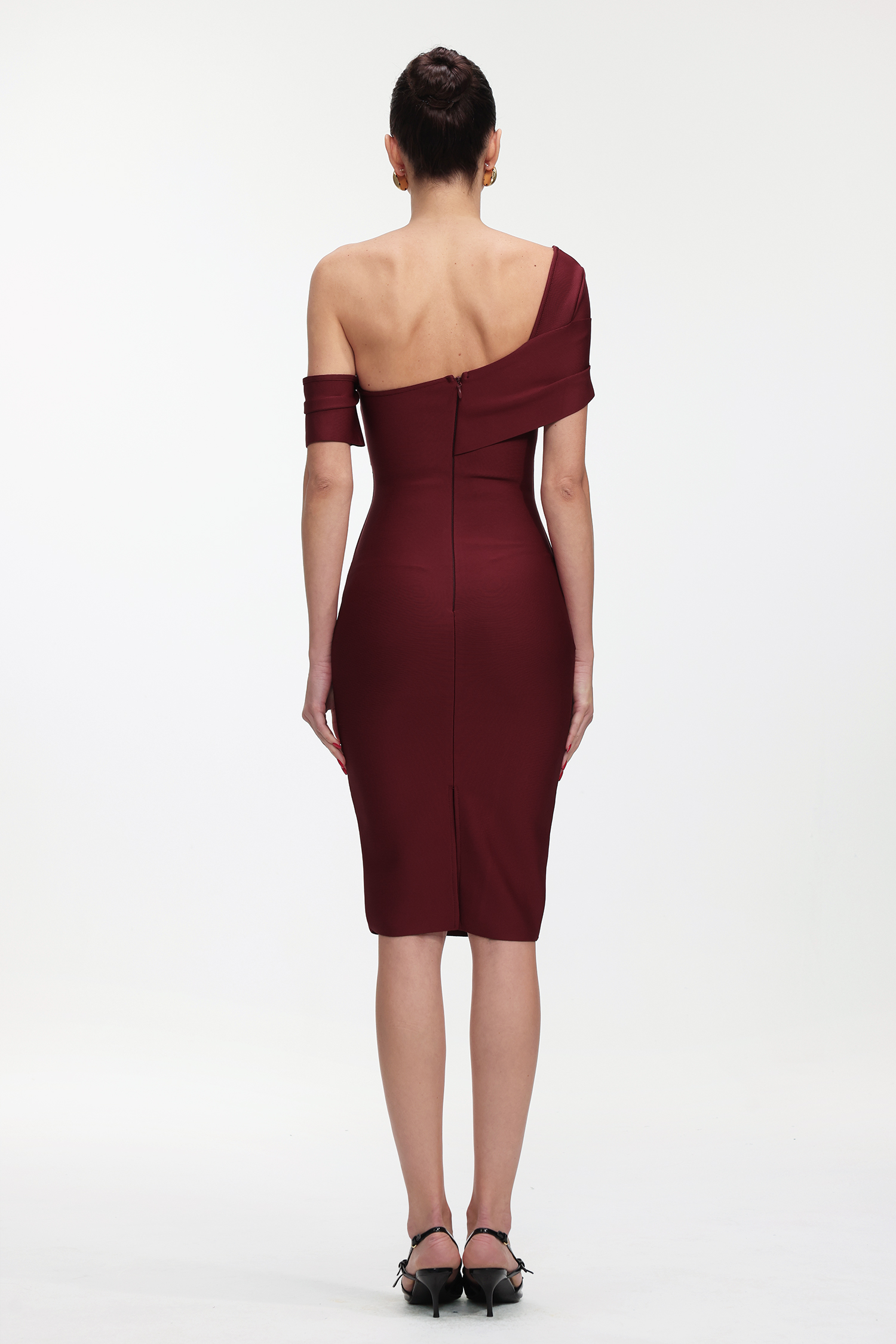 Ruthie Classic Contour Off Shoulder Bandage Midi Dress