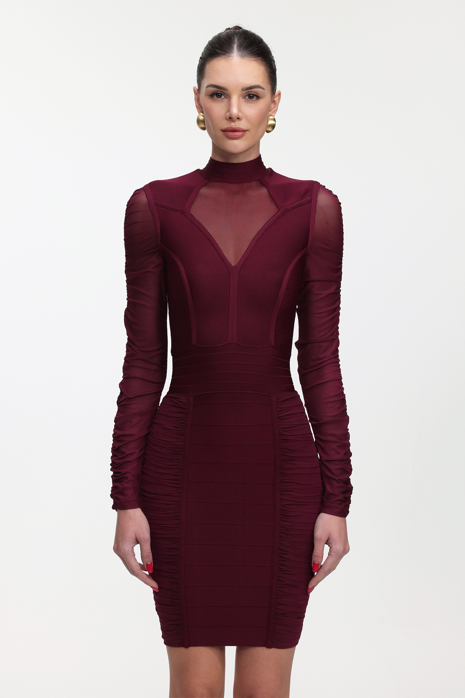 Dazie Classic Contour Long Sleeve Cut Out Bandage Mini Dress