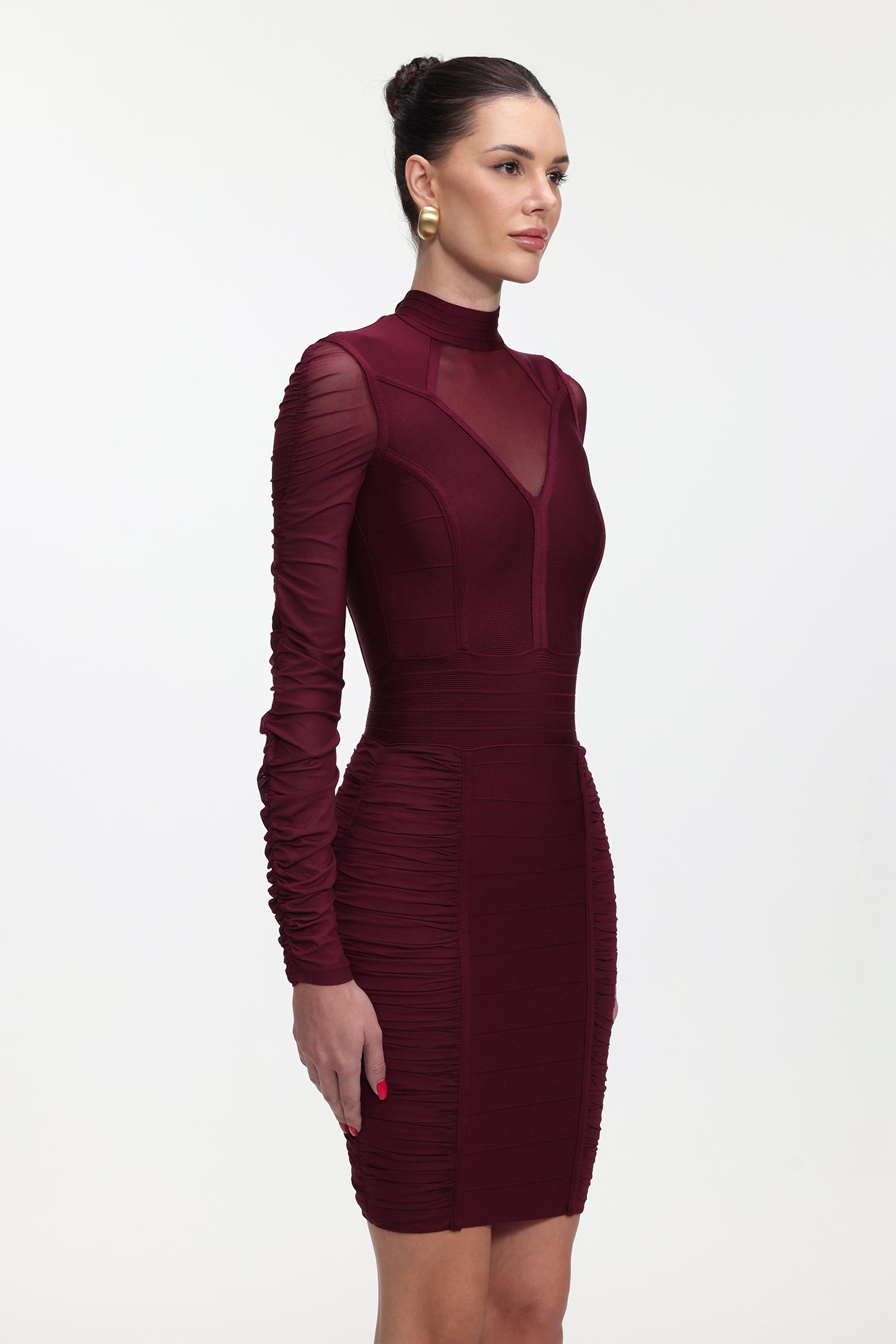 Dazie Classic Contour Long Sleeve Cut Out Bandage Mini Dress