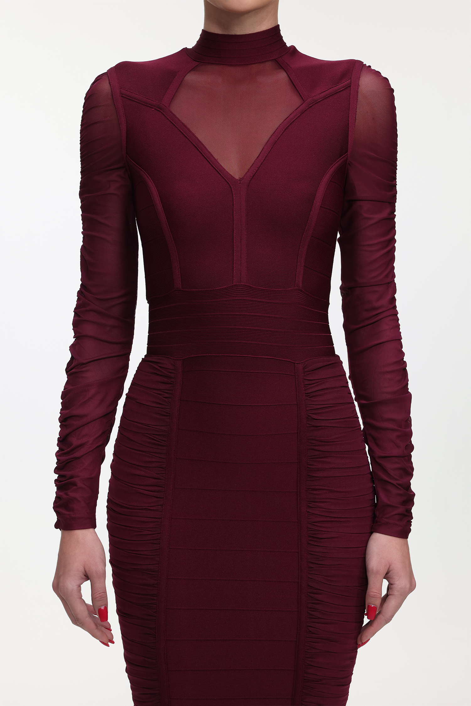 Dazie Classic Contour Long Sleeve Cut Out Bandage Mini Dress