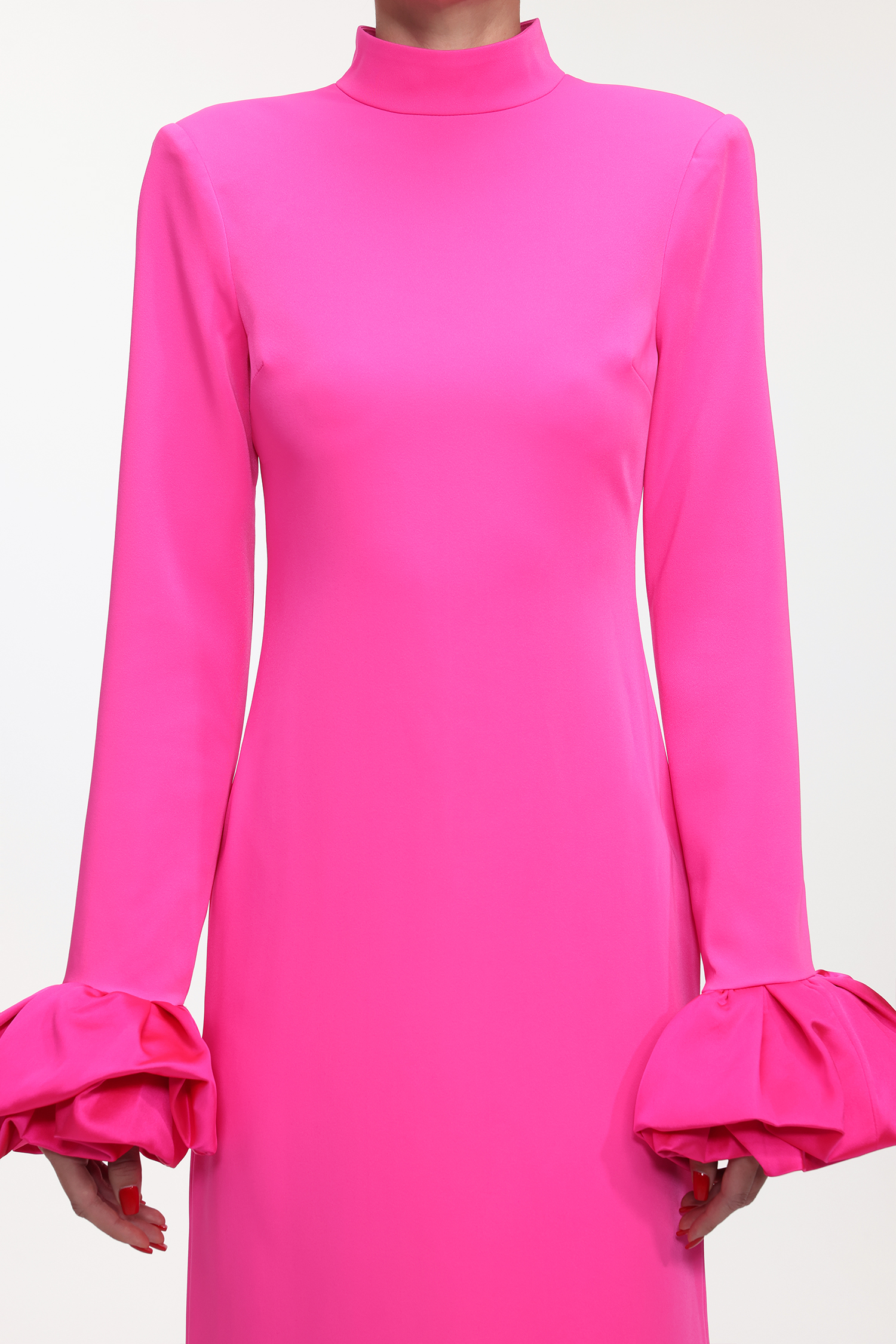 Ziriy Chic Tailored Long Sleeve Puff Detail Woven Maxi Dress