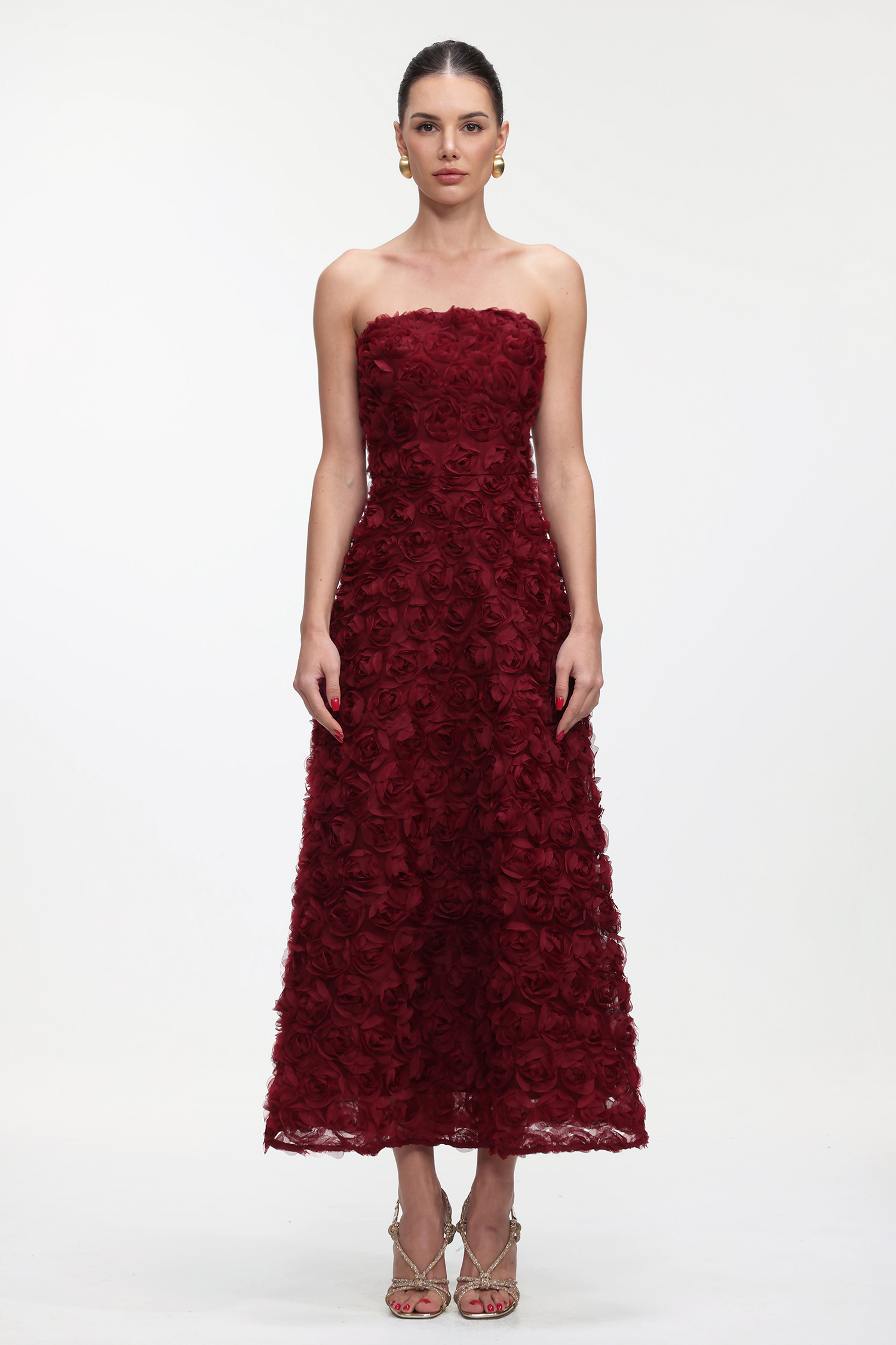 Sloan Romantic Contour Strapless Floral Maxi Dress