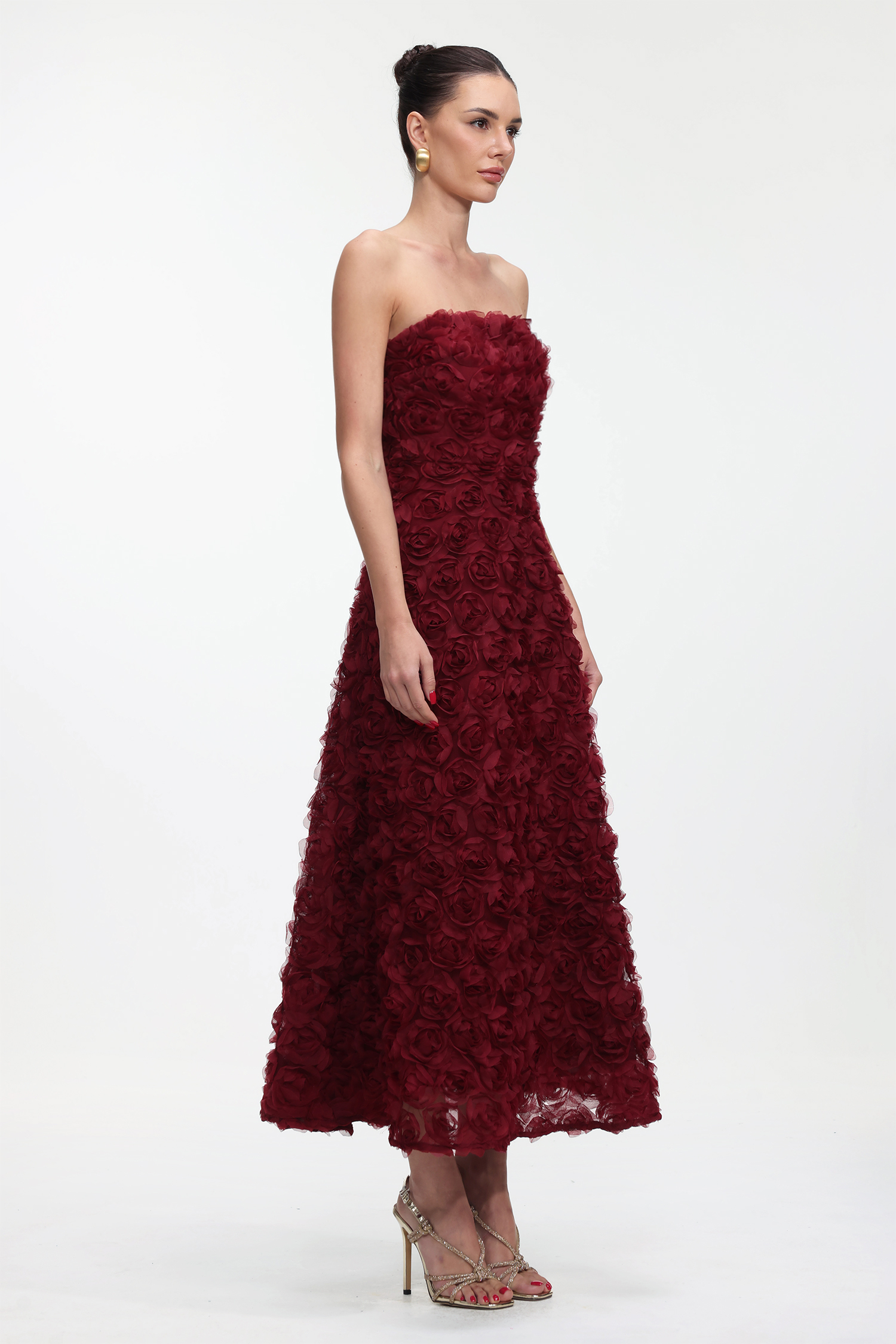 Sloan Romantic Contour Strapless Floral Maxi Dress