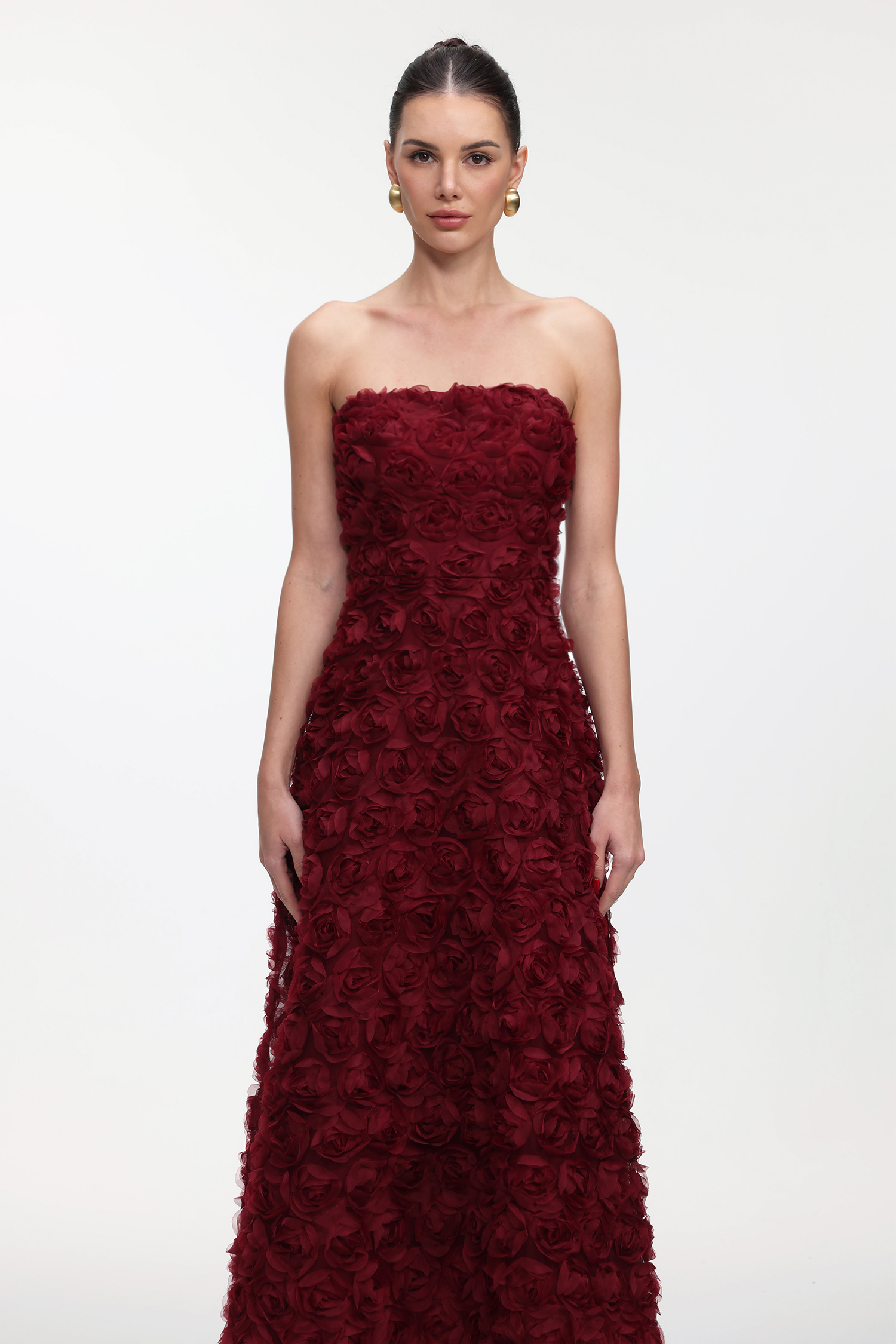 Sloan Romantic Contour Strapless Floral Maxi Dress