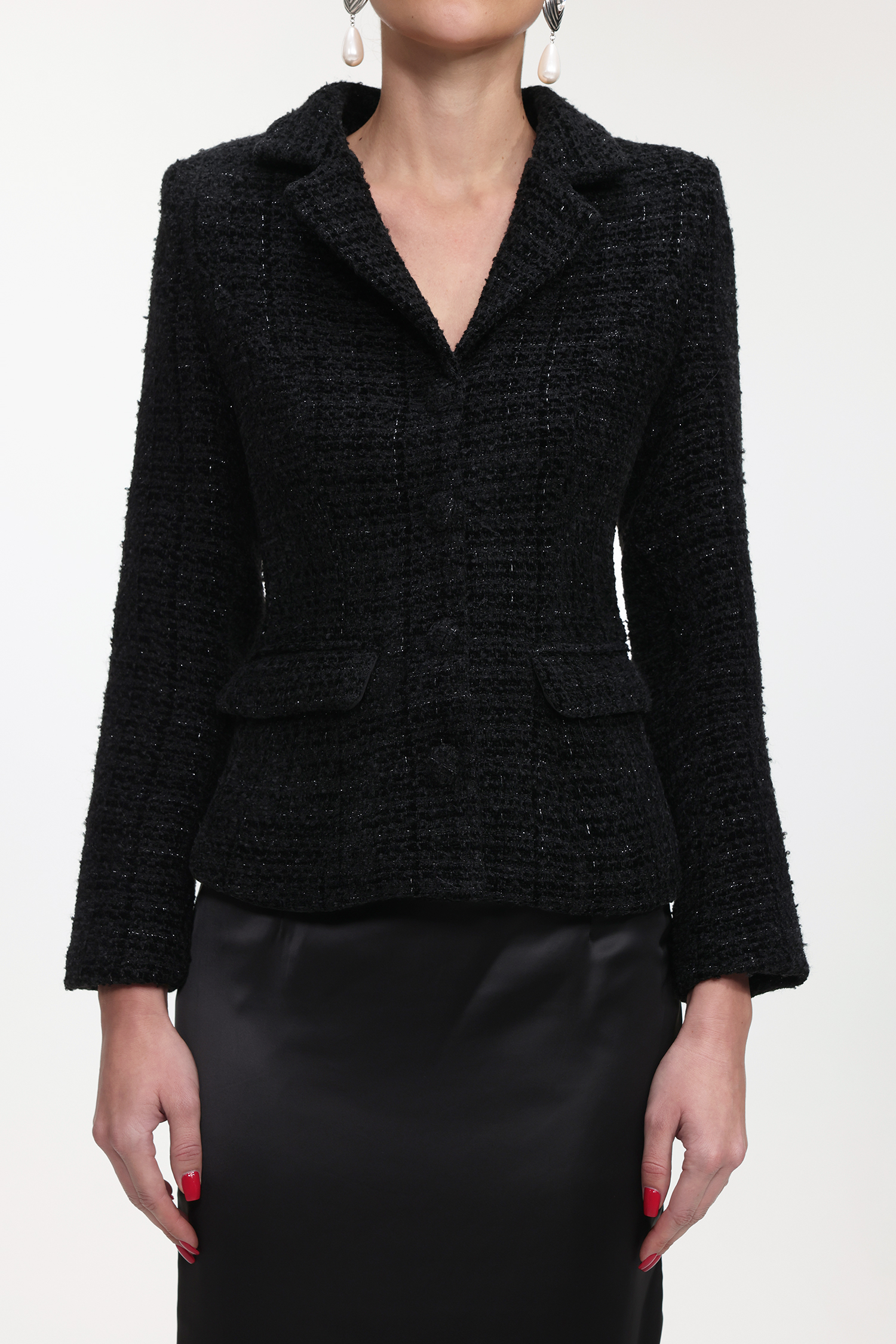 Vali Classic Tailored Long Sleeve Tweed Jacket and Skirt Set